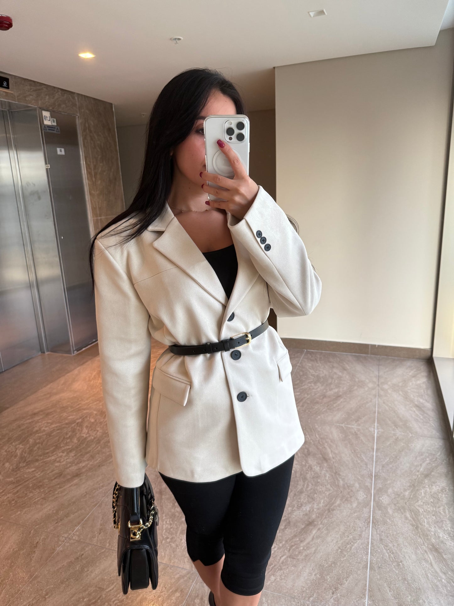 OFFWHITE  Cep Detay Premium Süet Ceket