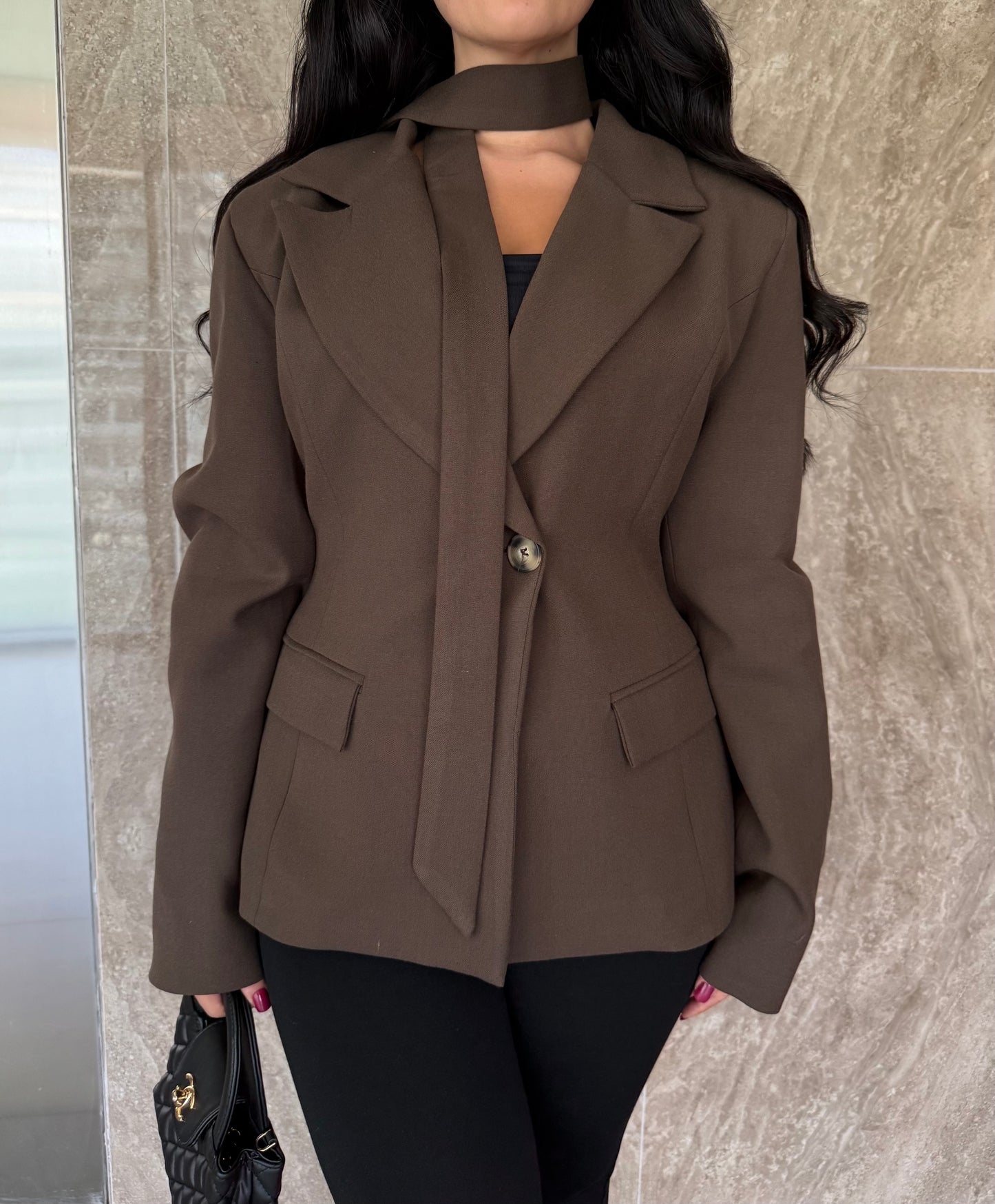 Ayla Kahverengi Premium Blazer