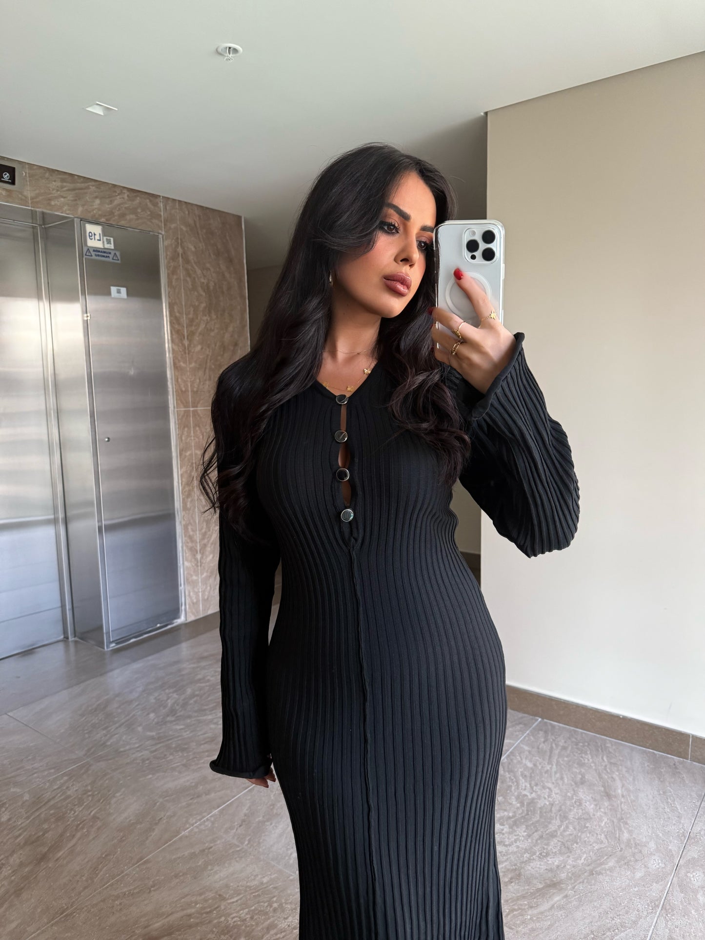 Amelia Siyah Premium Elbise