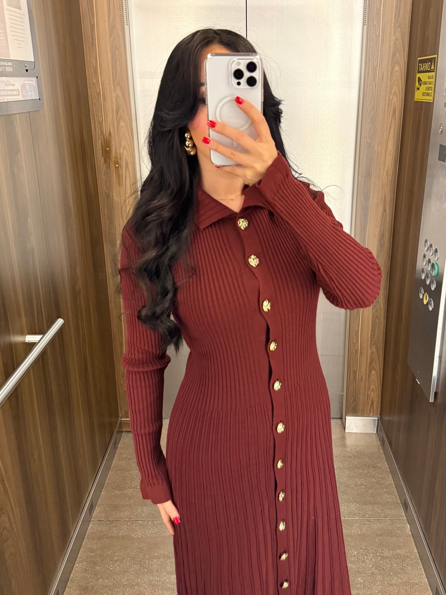 Bera Bordo Triko Elbise