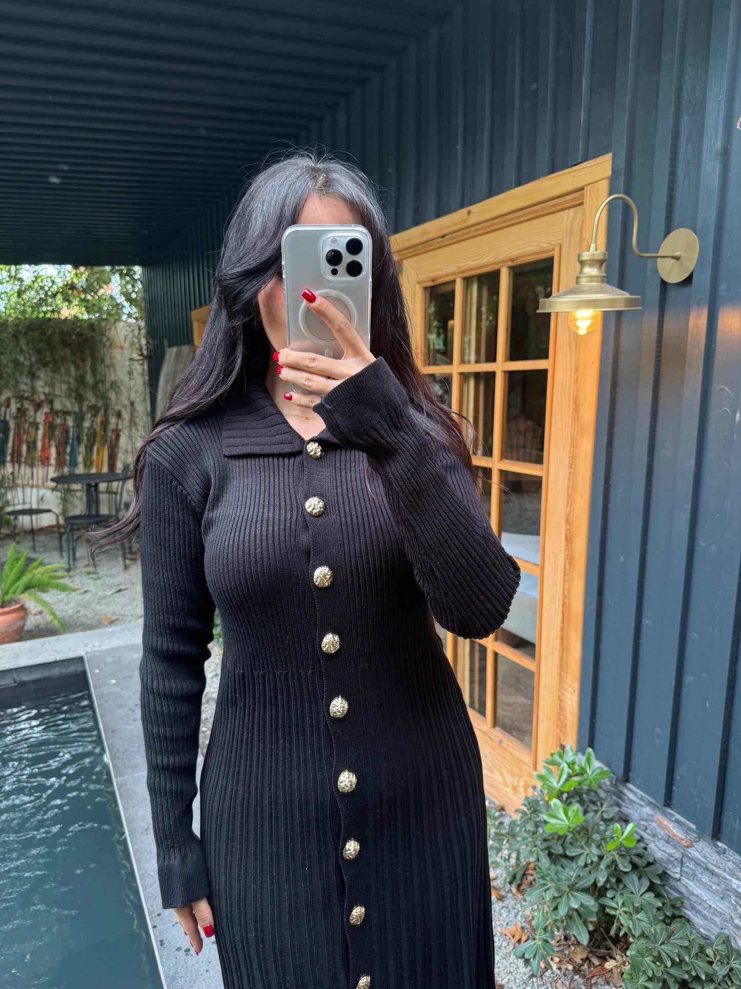 Diana Siyah Triko Elbise