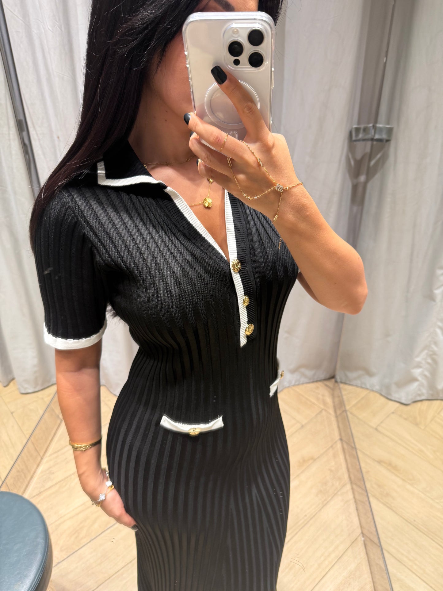 Angela Siyah Premium Elbise