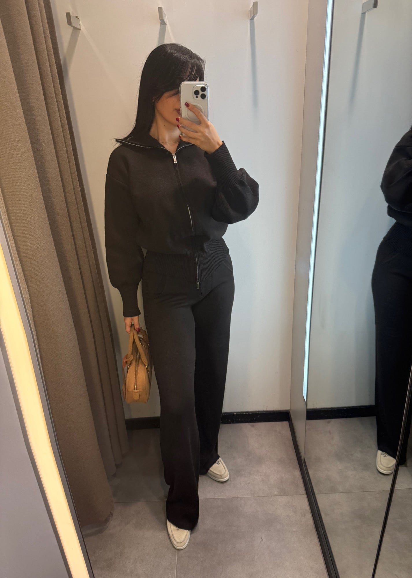 Amara Kahverengi fermuarlı Triko Takım