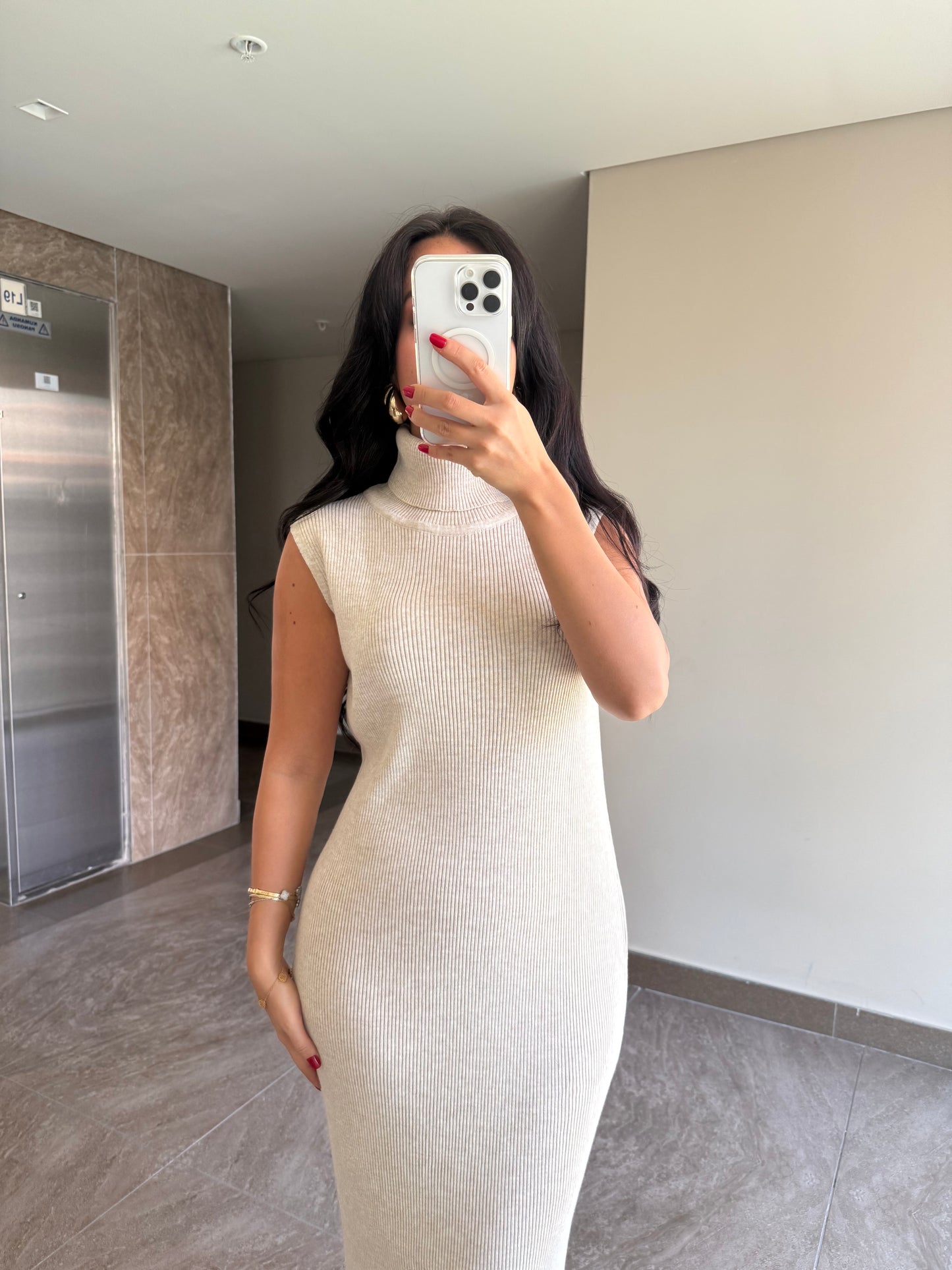 Suzanna Ekru elbise ve uzun kimono Takim