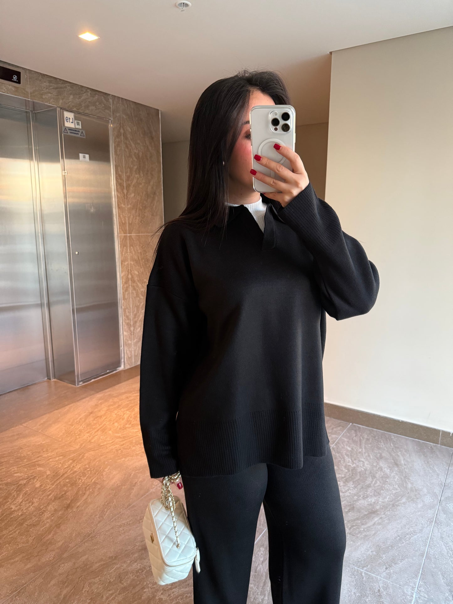 Buse Siyah Basic Triko Takım