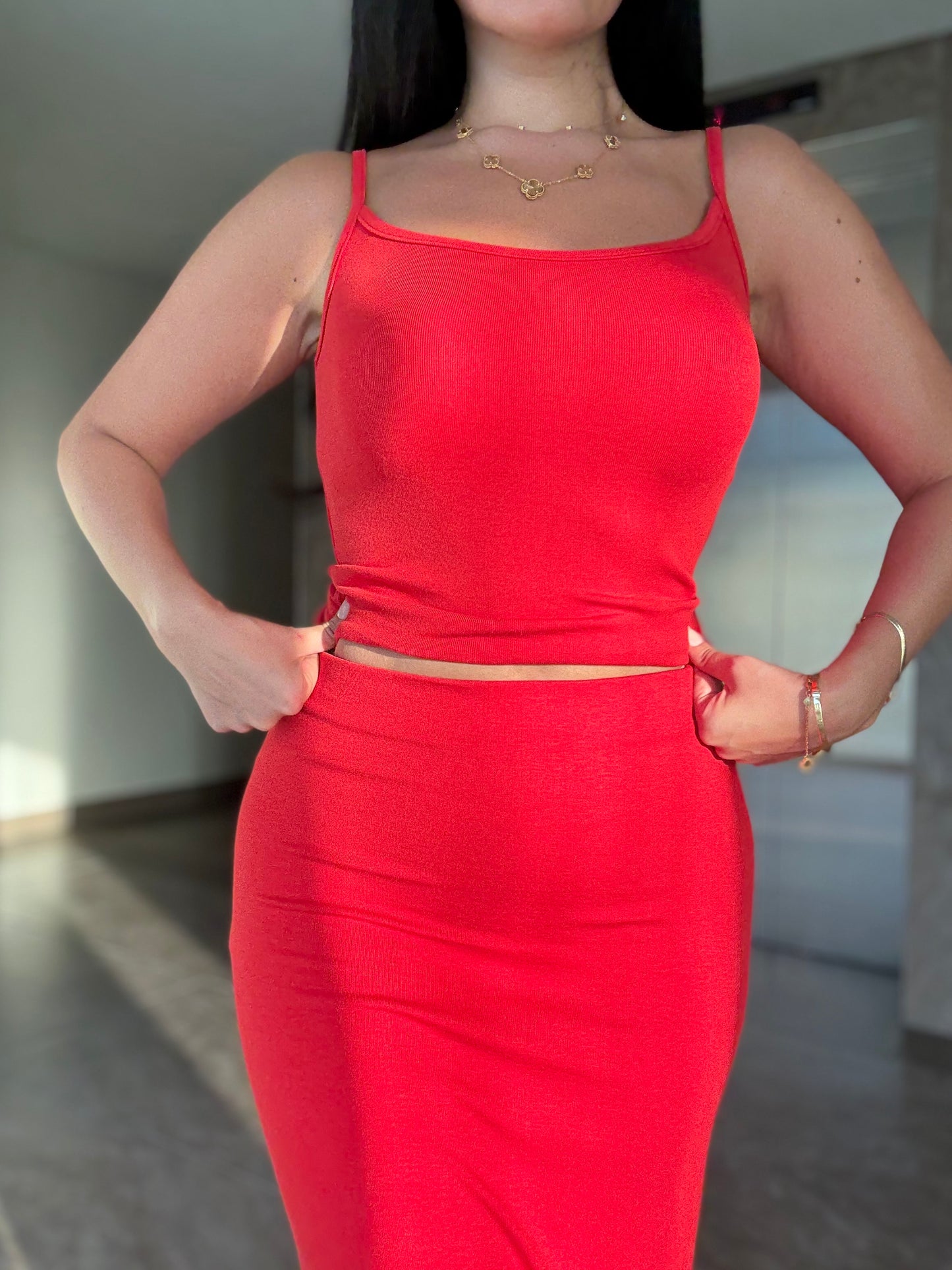 Zaya Kırmızı Etek Ve Üst Takım