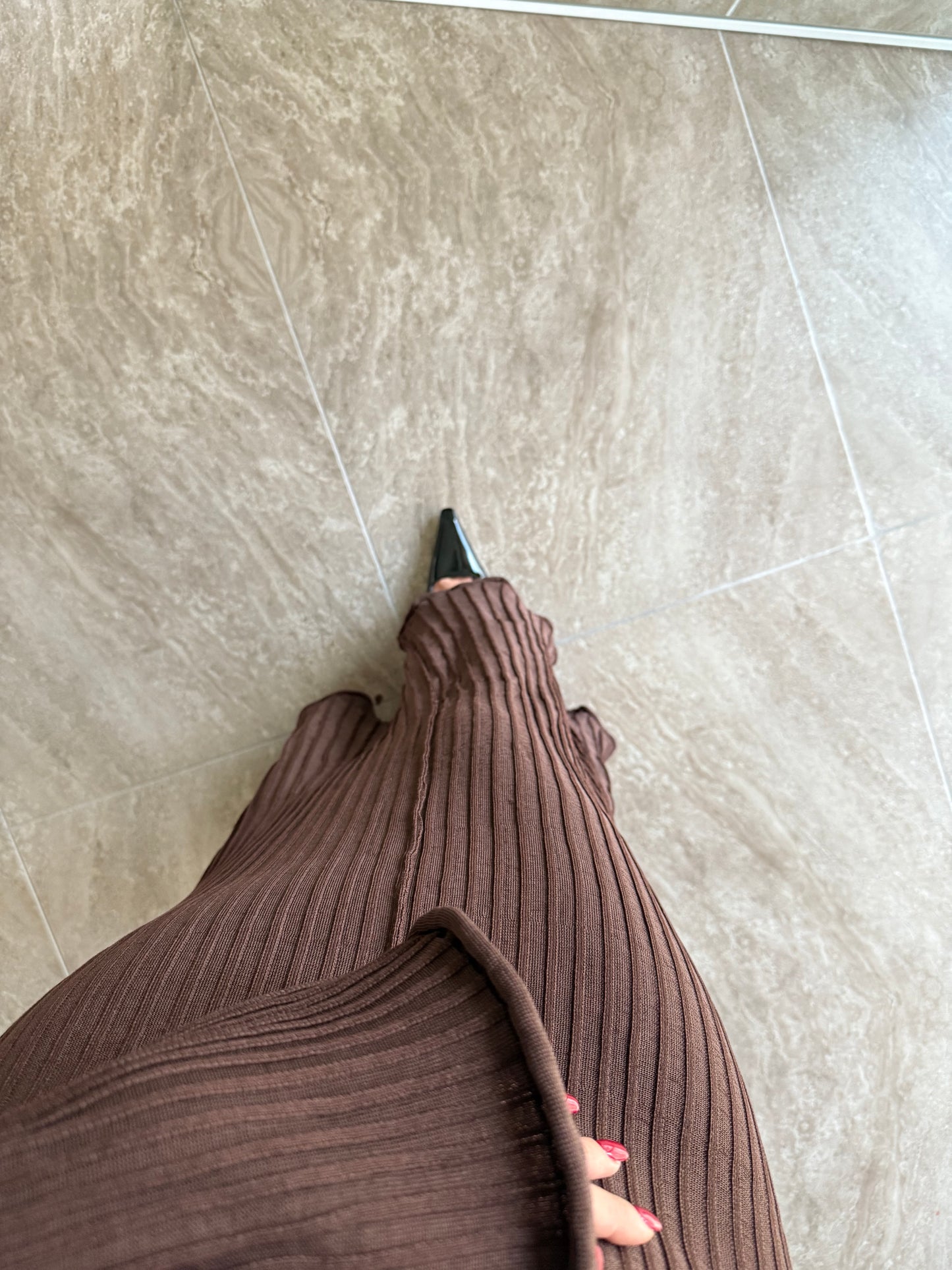 Amelia Kahverengi Premium Elbise