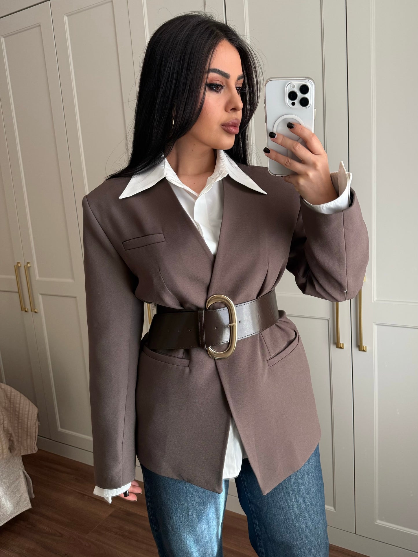 Chloe Kemerli Blazer-kahverengi