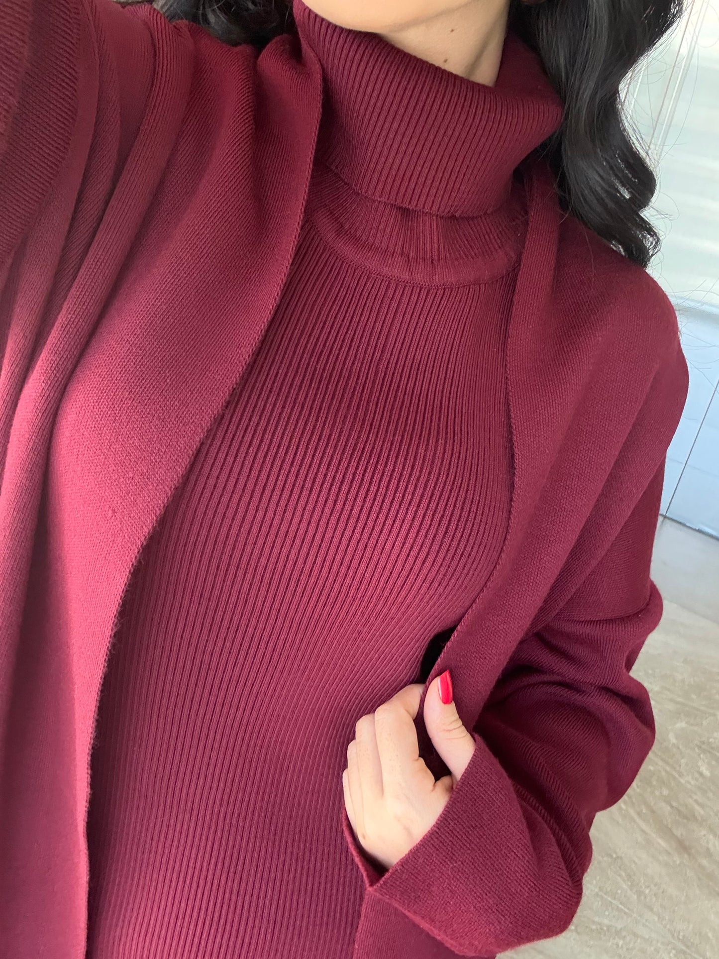 Suzanna Bordo elbise ve uzun kimono Takim