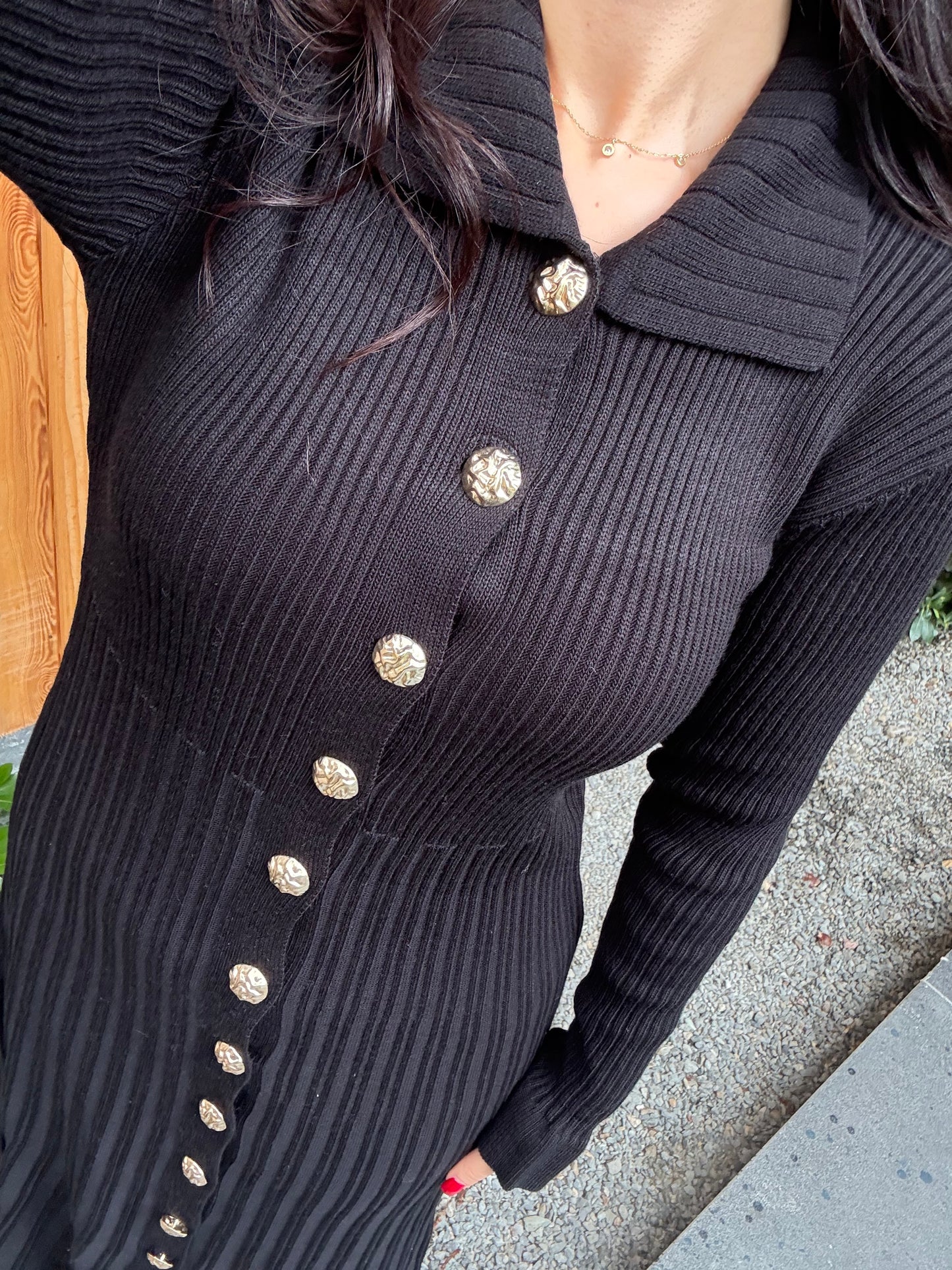 Diana Siyah Triko Elbise