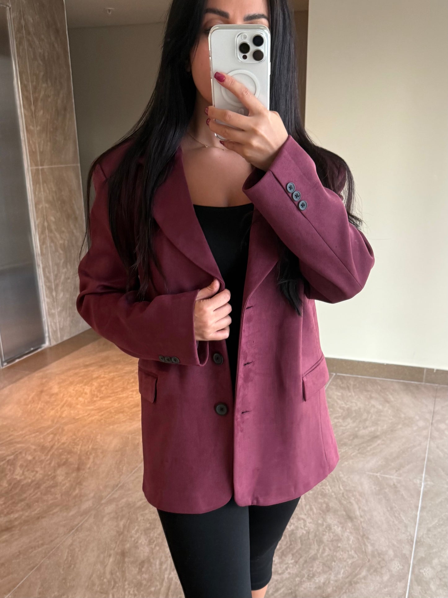 Premium Süet Ceket Bordo