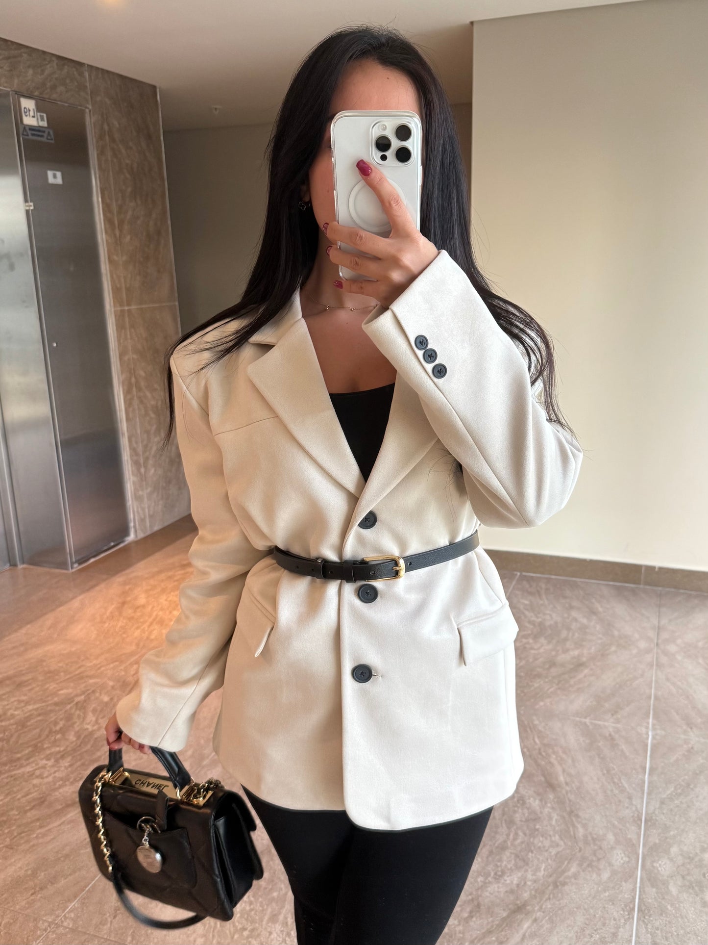 OFFWHITE  Cep Detay Premium Süet Ceket