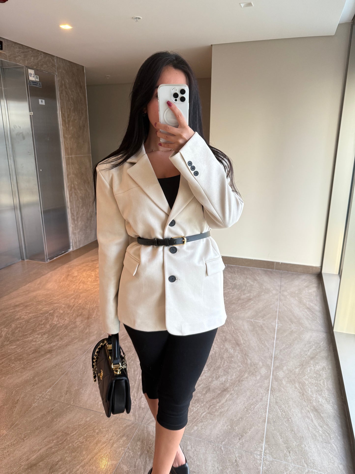 OFFWHITE  Cep Detay Premium Süet Ceket