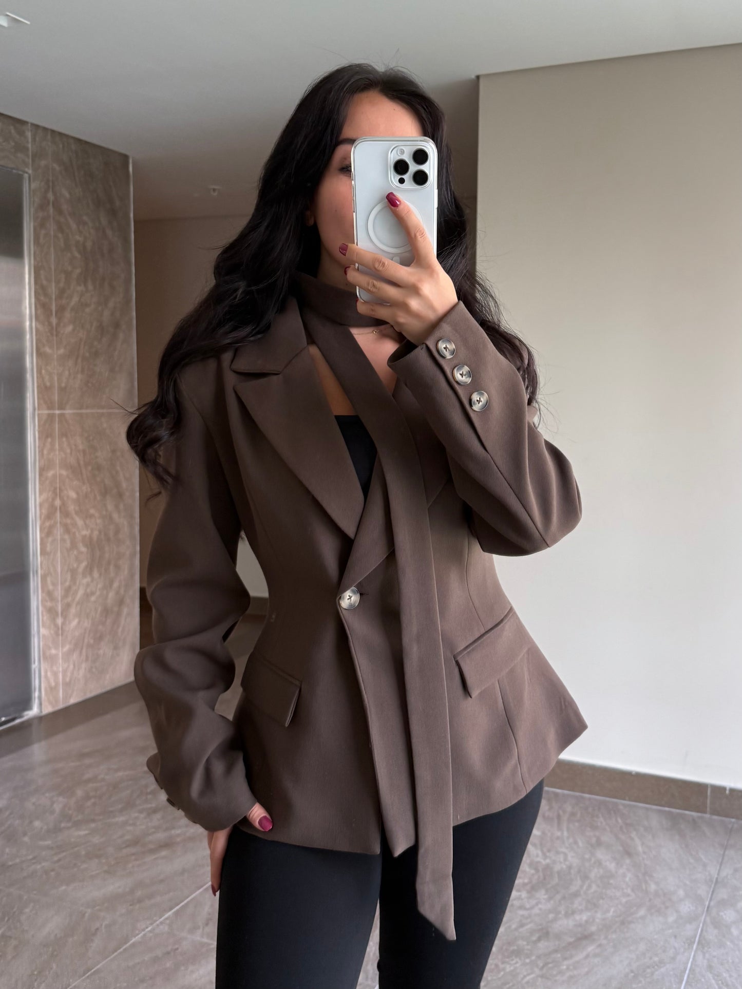 Ayla Kahverengi Premium Blazer