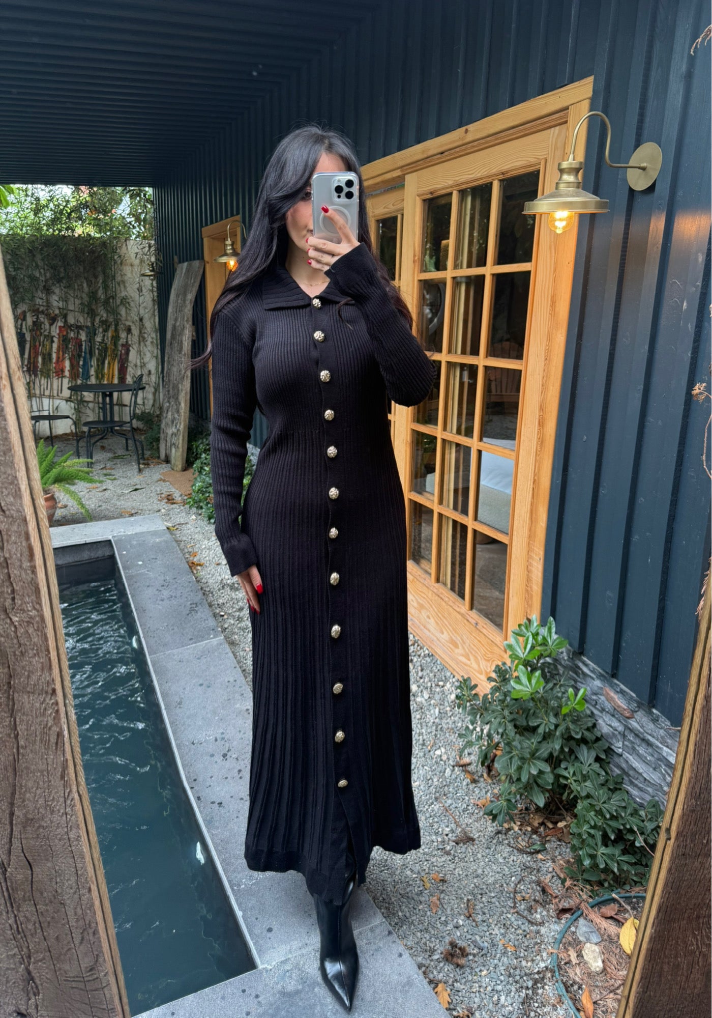 Diana Siyah Triko Elbise