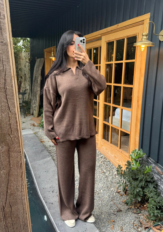 Brea Kahverengi Basic Triko Takım