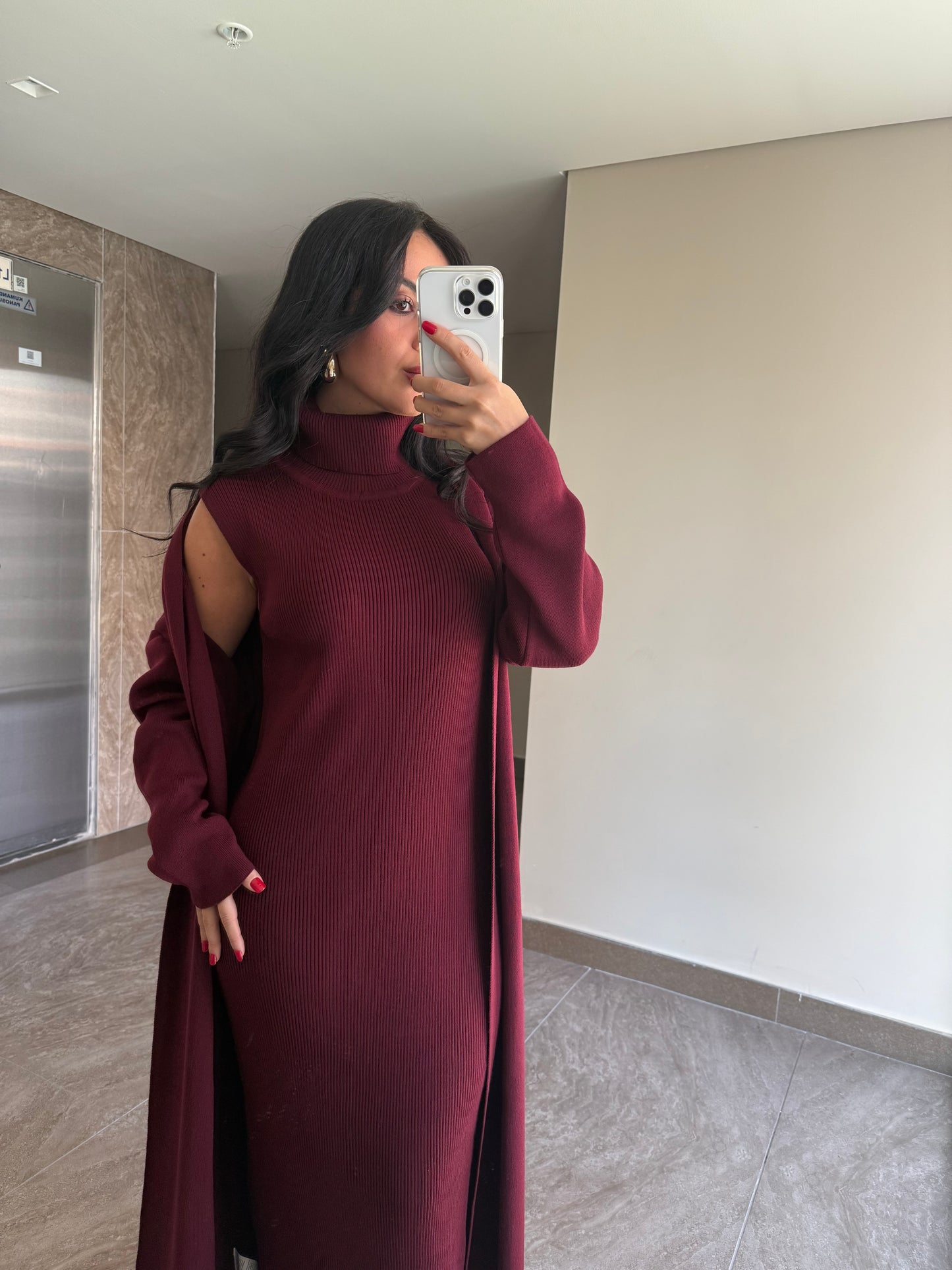 Suzanna Bordo elbise ve uzun kimono Takim