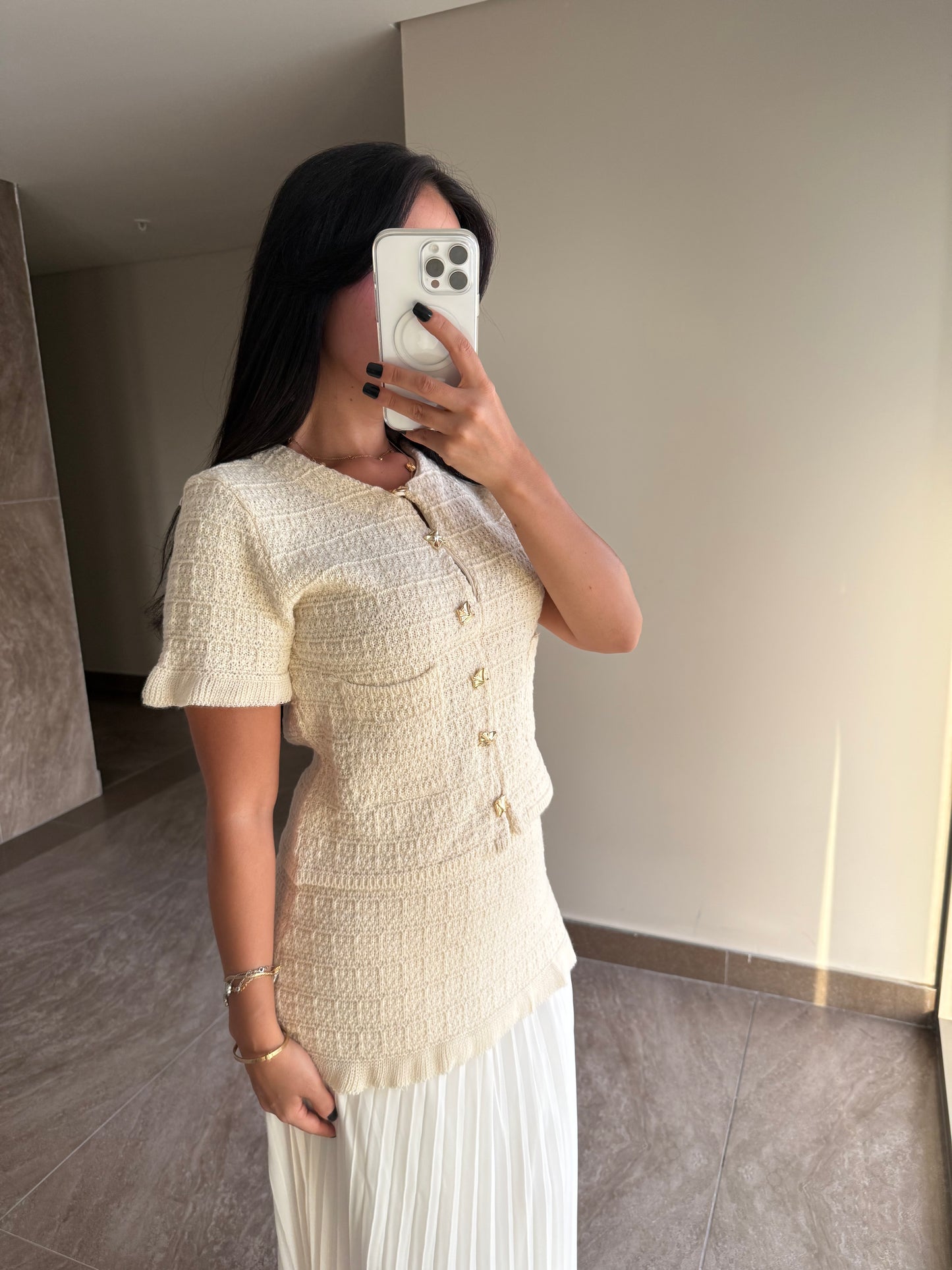 Armina Ekru Üst & Etek Takımı