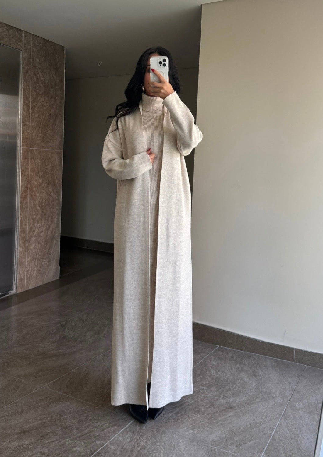 Suzanna Ekru elbise ve uzun kimono Takim