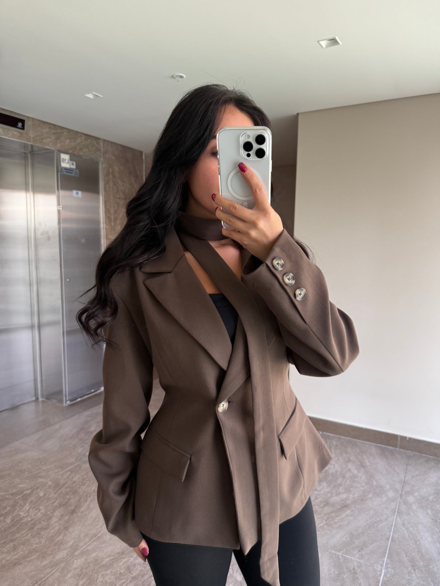 Ayla Kahverengi Premium Blazer