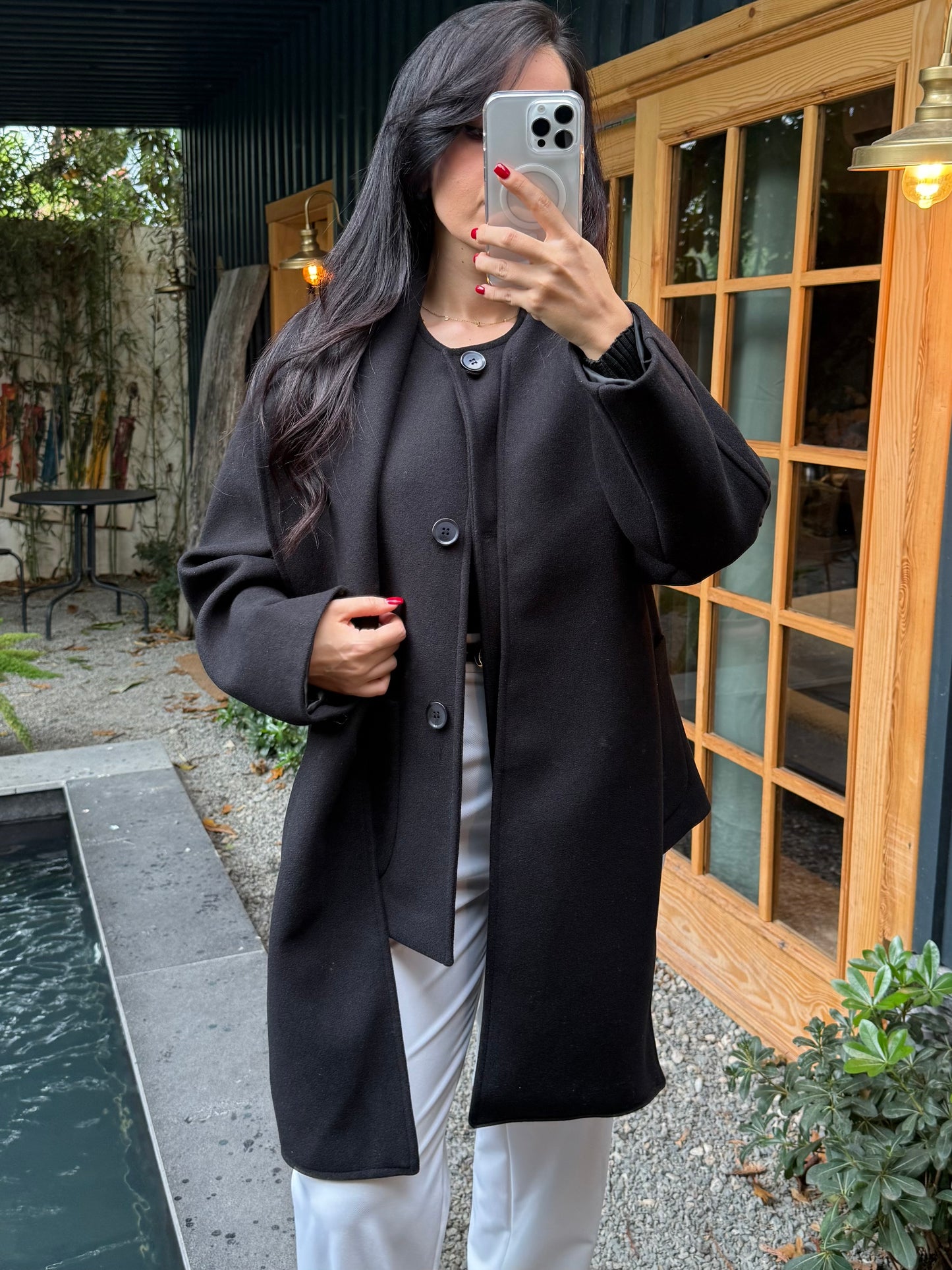 Bella Siyah Atkılı Kaban