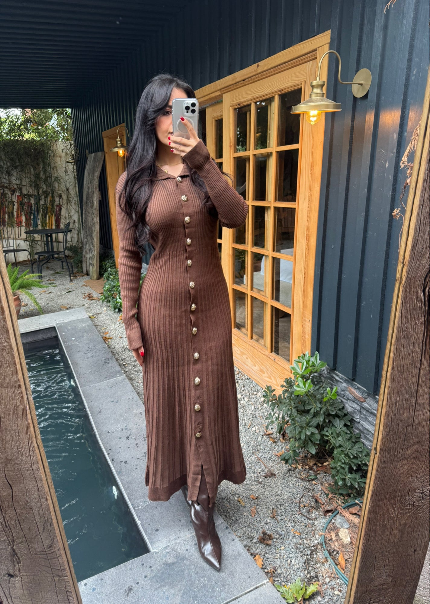 Diana Kahverengi Triko Elbise