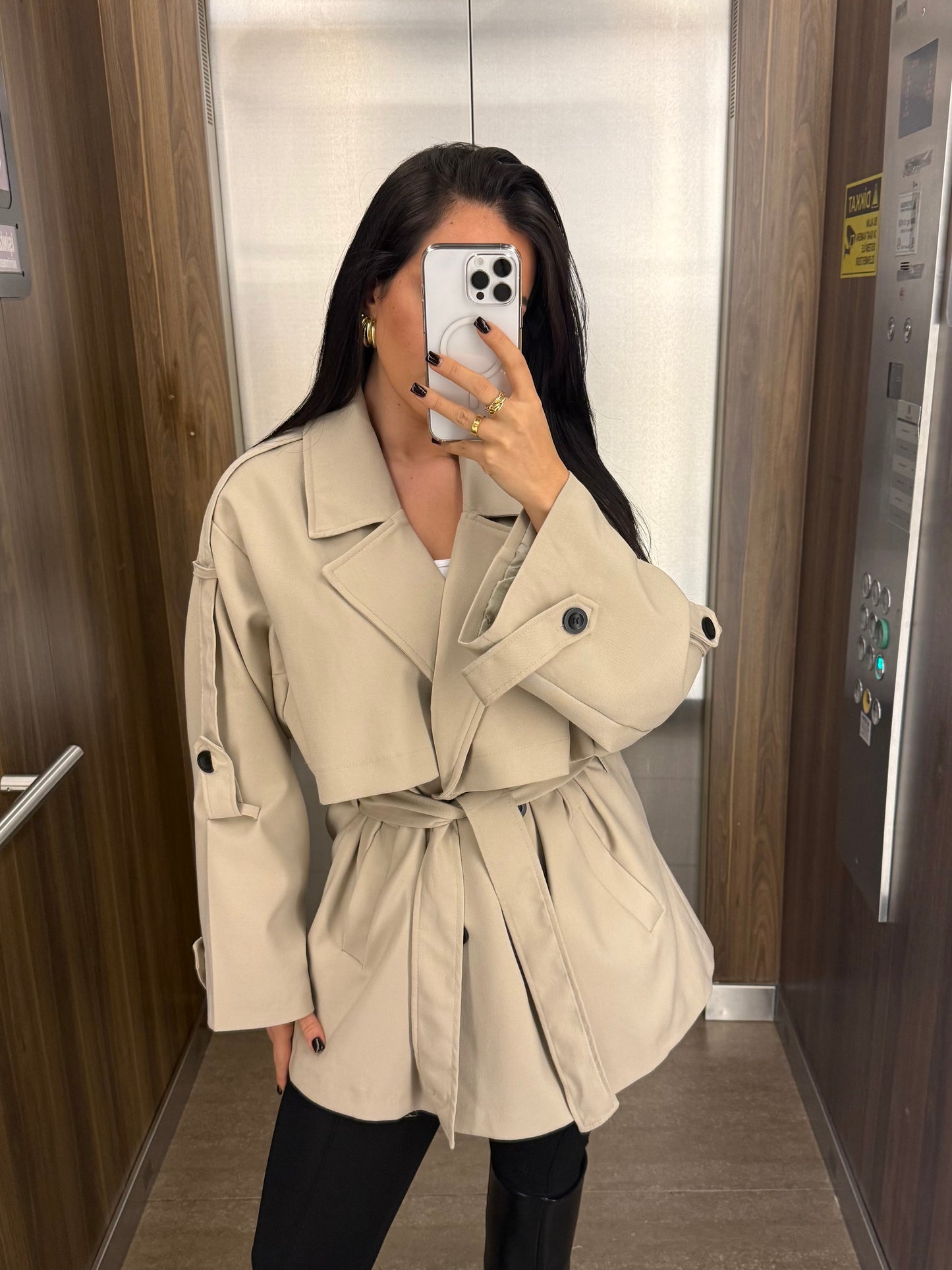 Aslı Premium Trençkot –Ekru