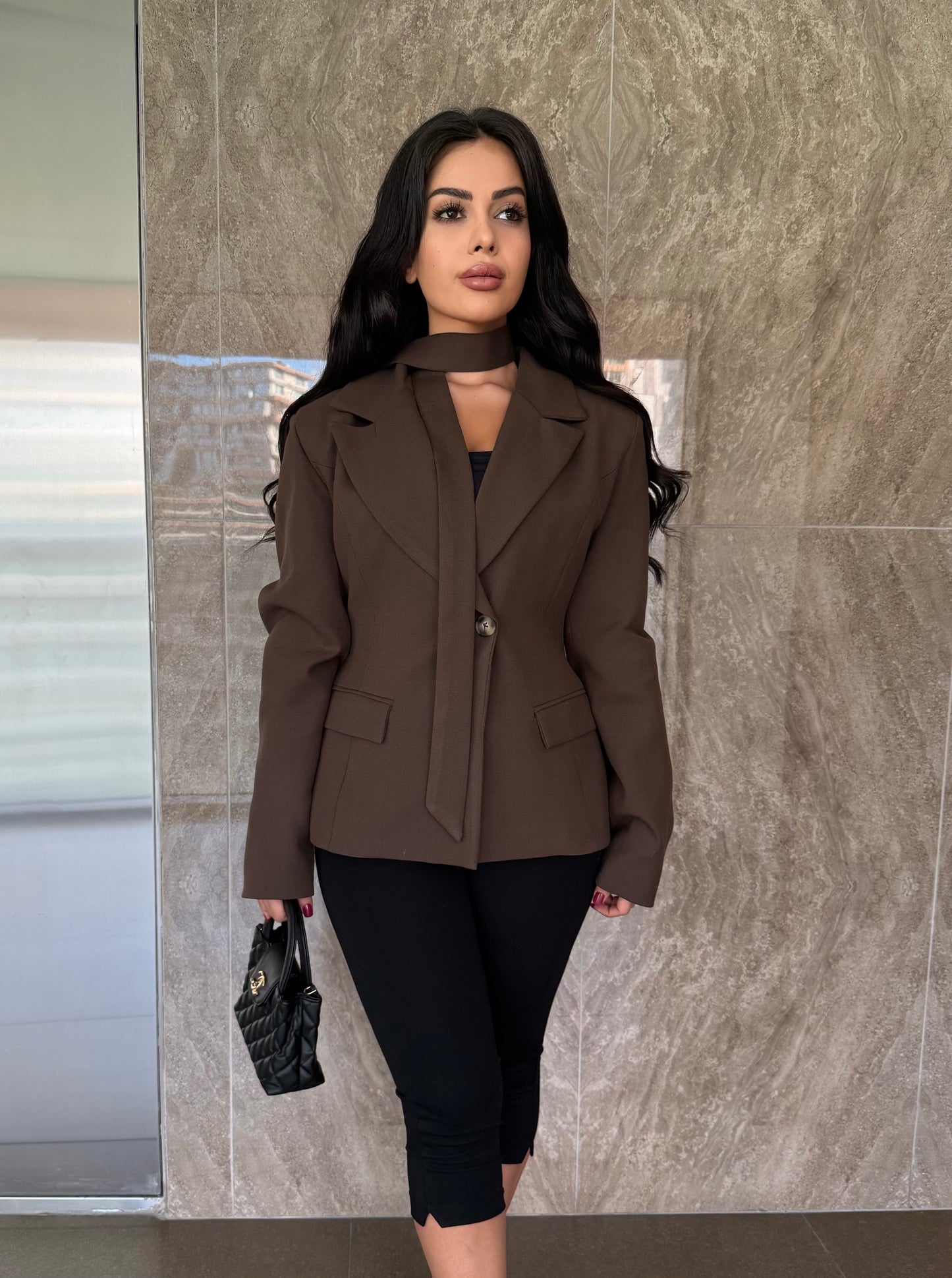 Ayla Kahverengi Premium Blazer