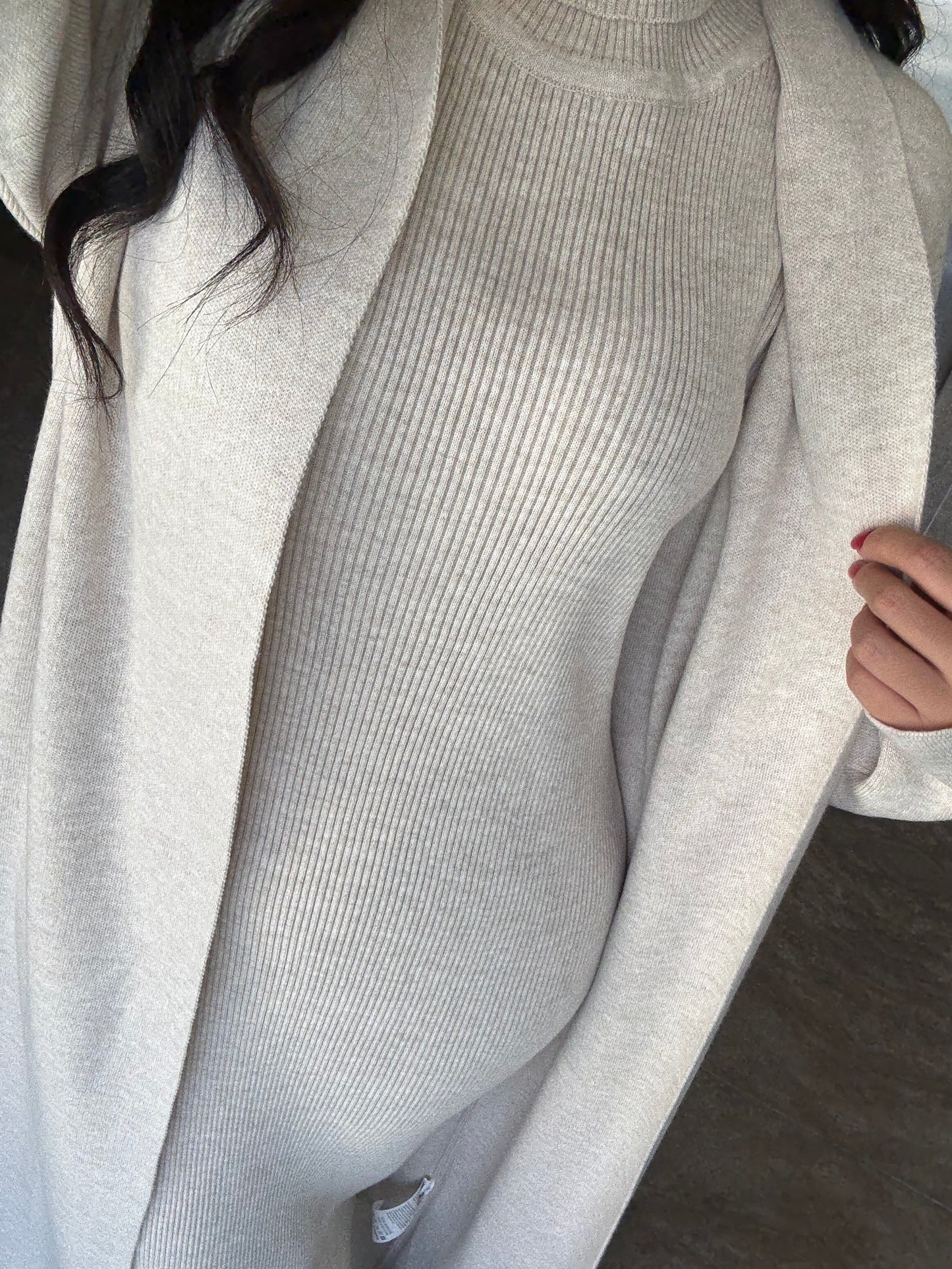 Suzanna Ekru elbise ve uzun kimono Takim