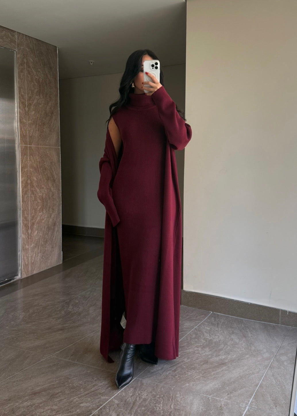 Suzanna Bordo elbise ve uzun kimono Takim