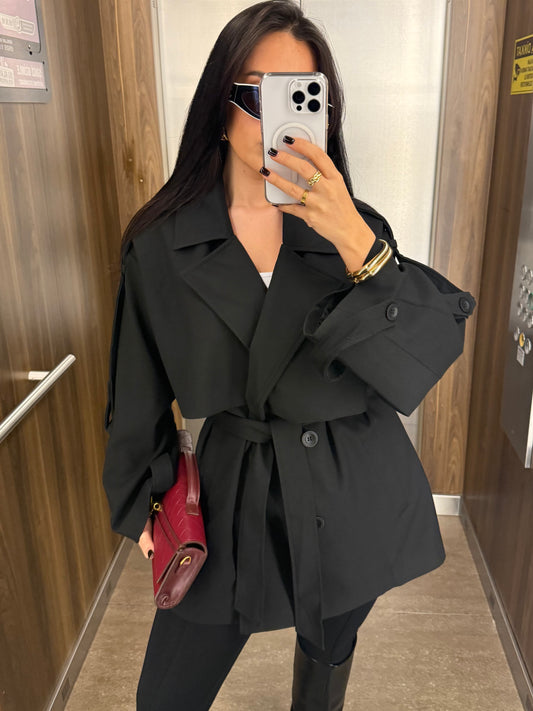 Aslı Premium Trençkot –Siyah