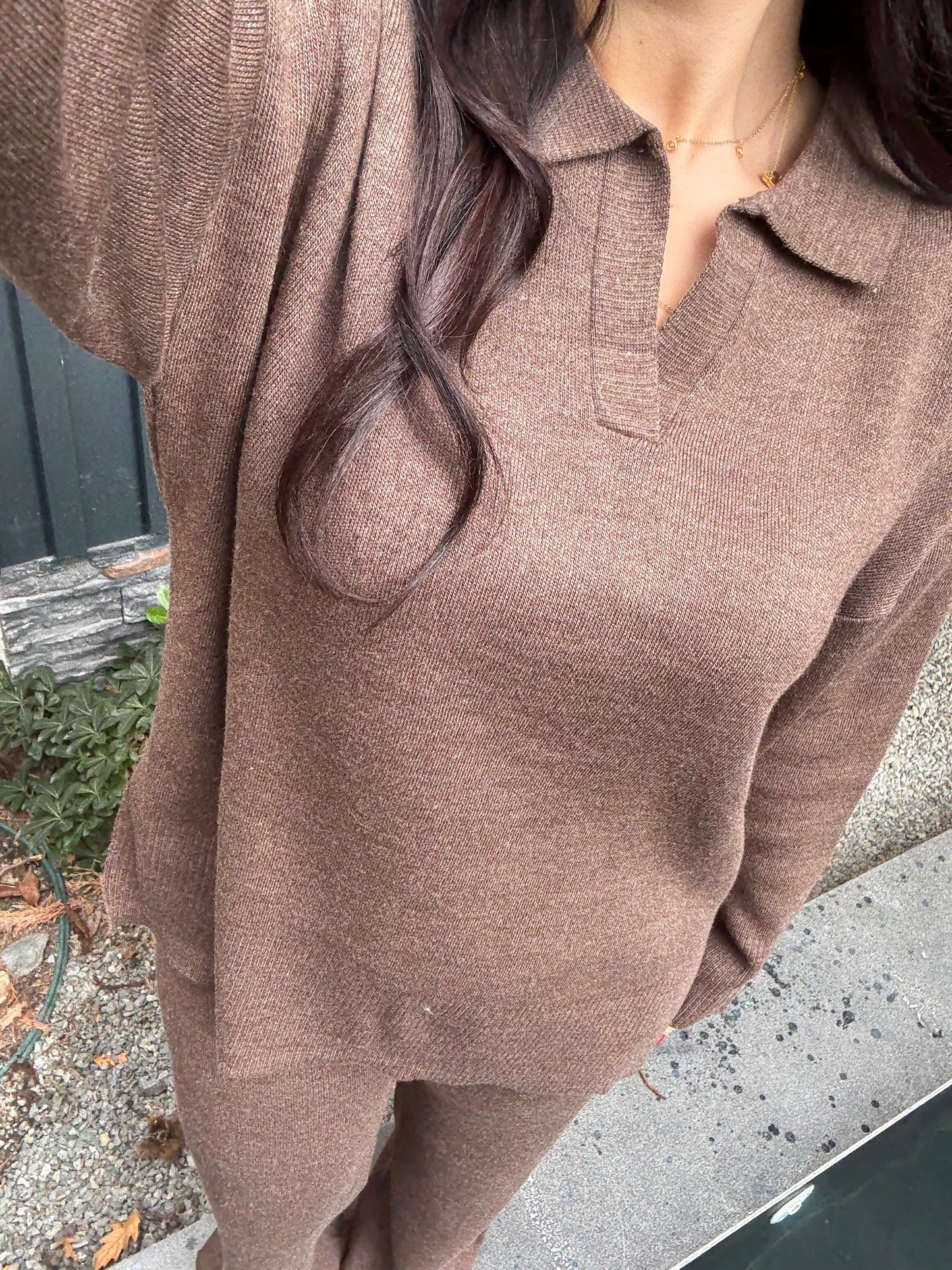 Brea Kahverengi Basic Triko Takım