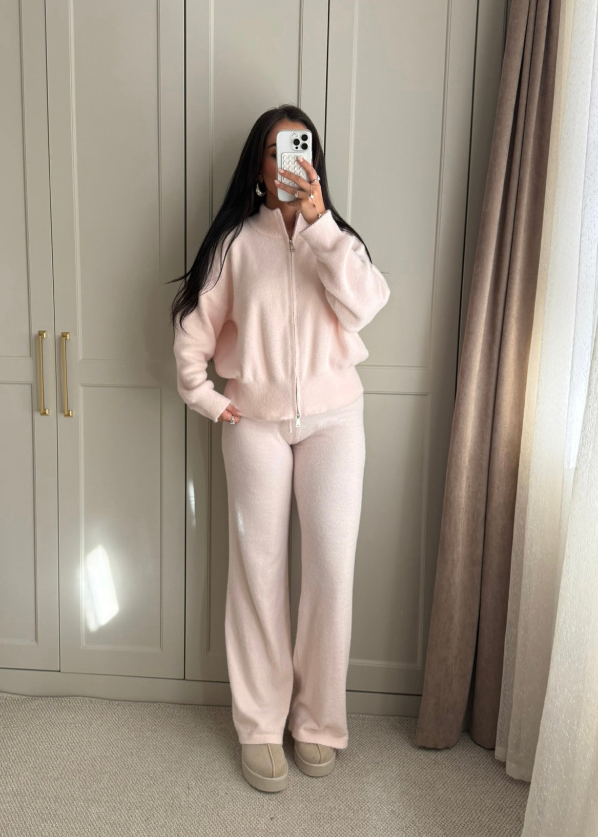 Anstasia Yumoş Çift Fermuarlı Takım-Pink