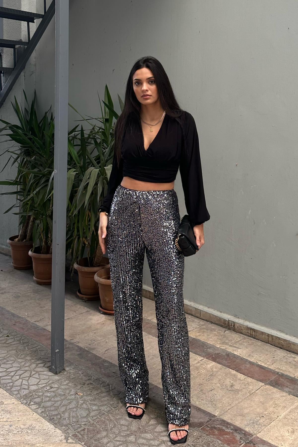 Bling Gümüş Pantolon