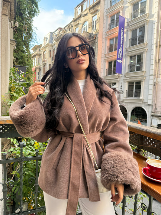 Monaco Moka Premium Kürklü Kaban