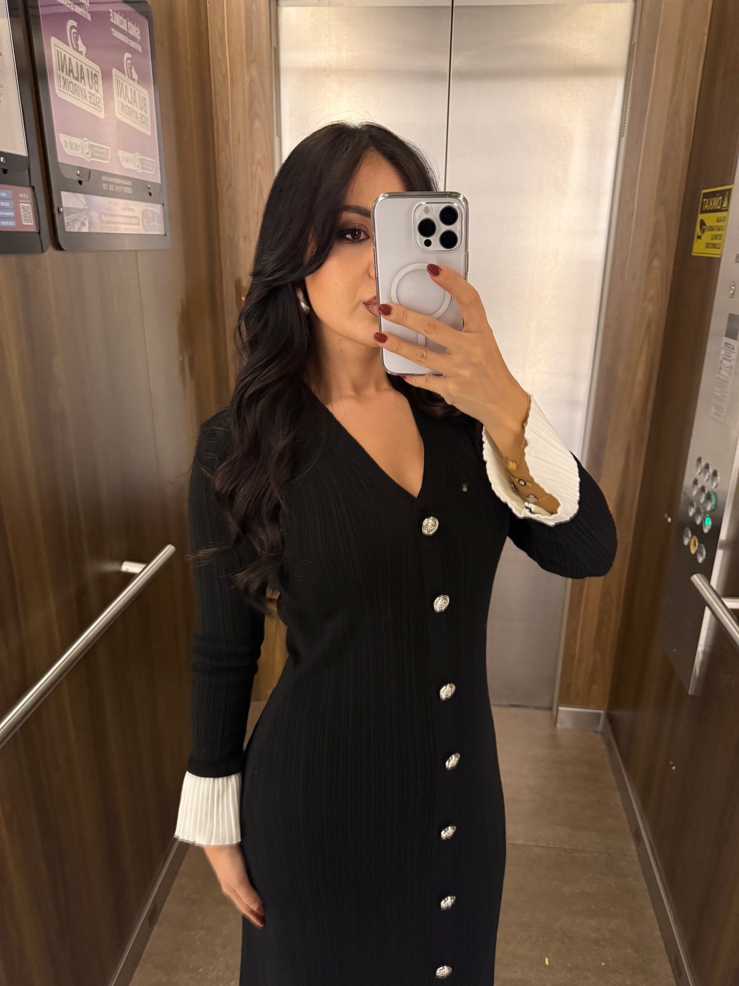 Luna Siyah Premium Triko Elbise