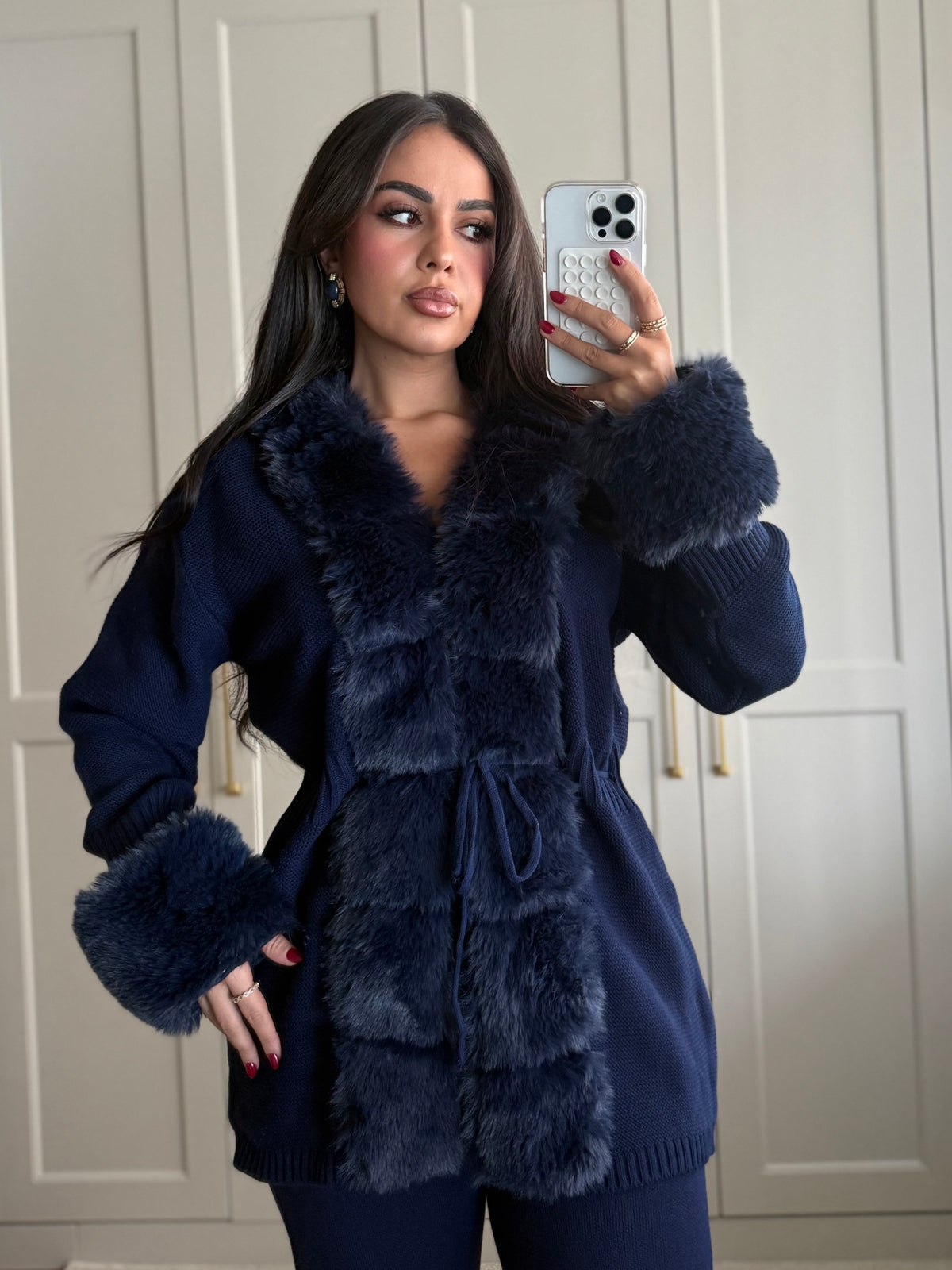 Dilek Kürklü Triko Takım-Lacivert