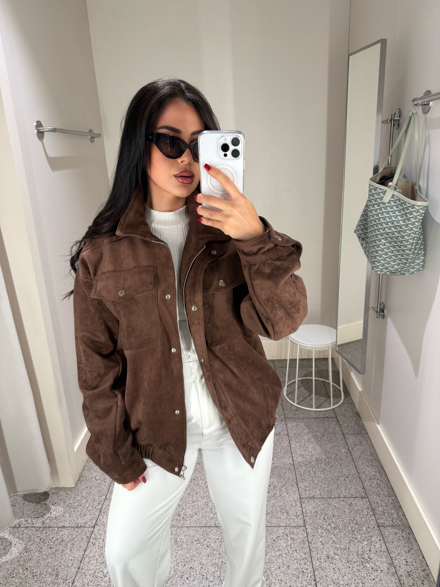 Alice Süet Kahverengi Bomber Ceket