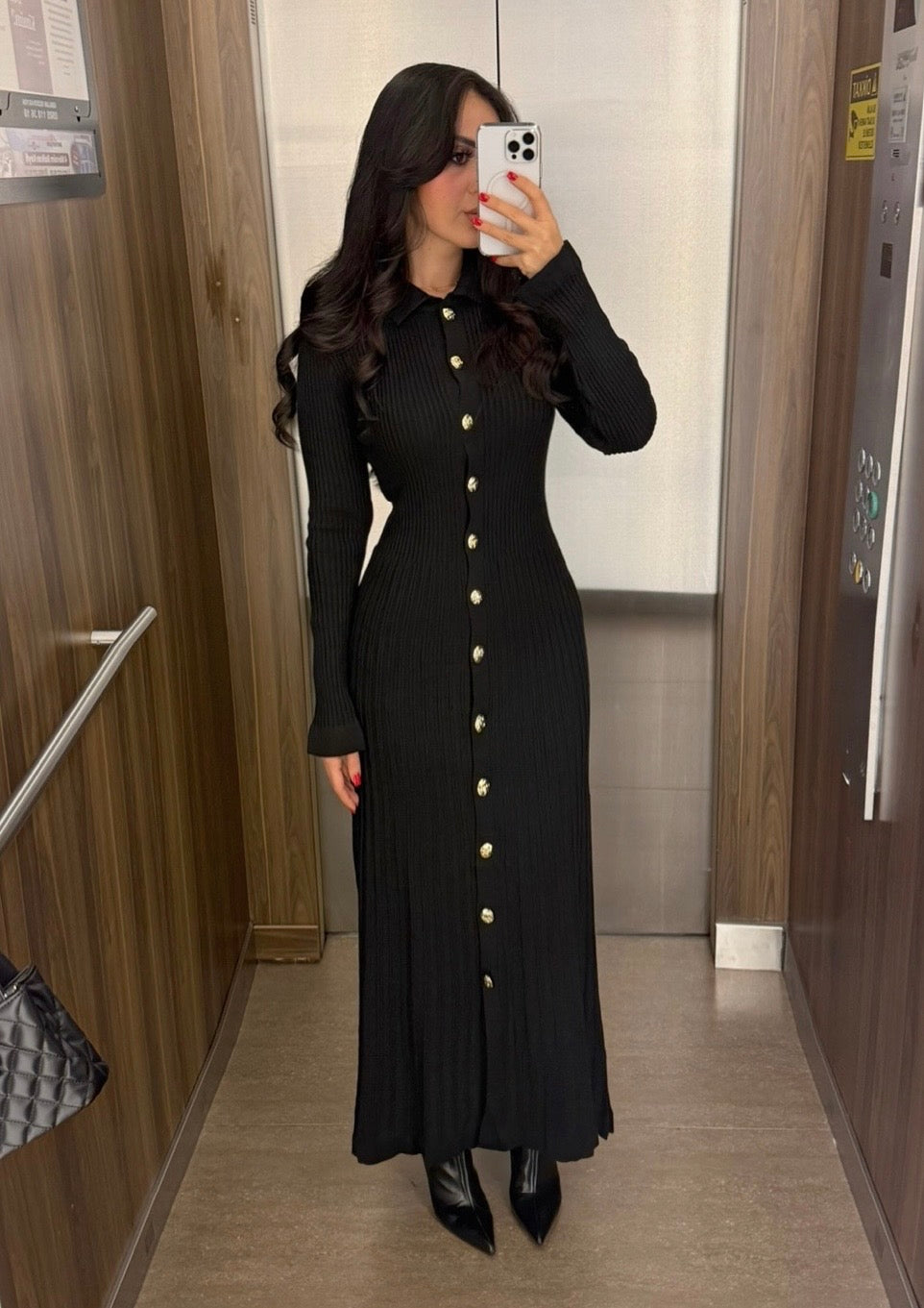 Bera Siyah Triko Elbise