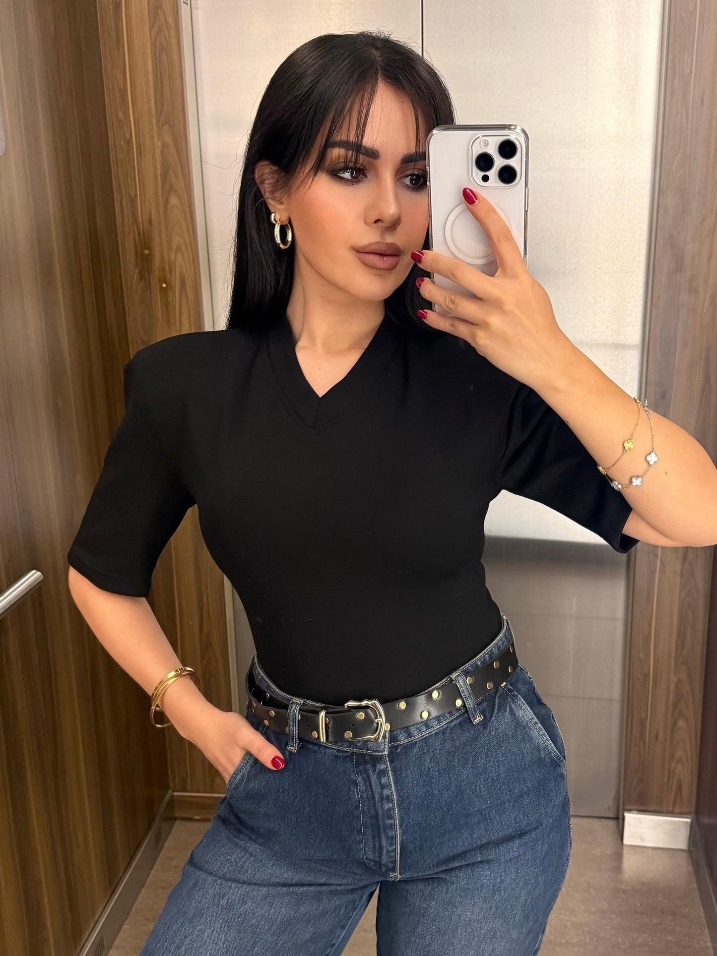 Vatkalı Bodysuit-Siyah