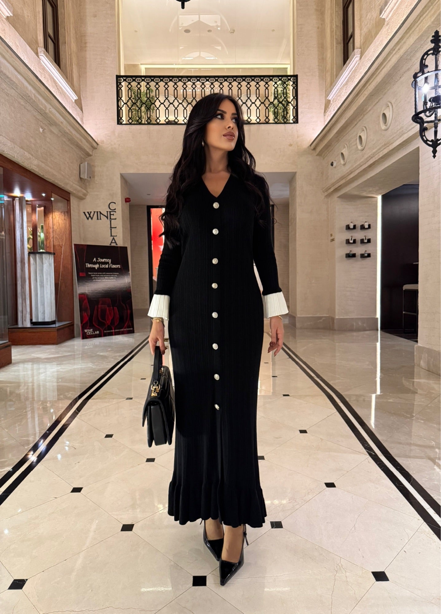 Luna Siyah Premium Triko Elbise