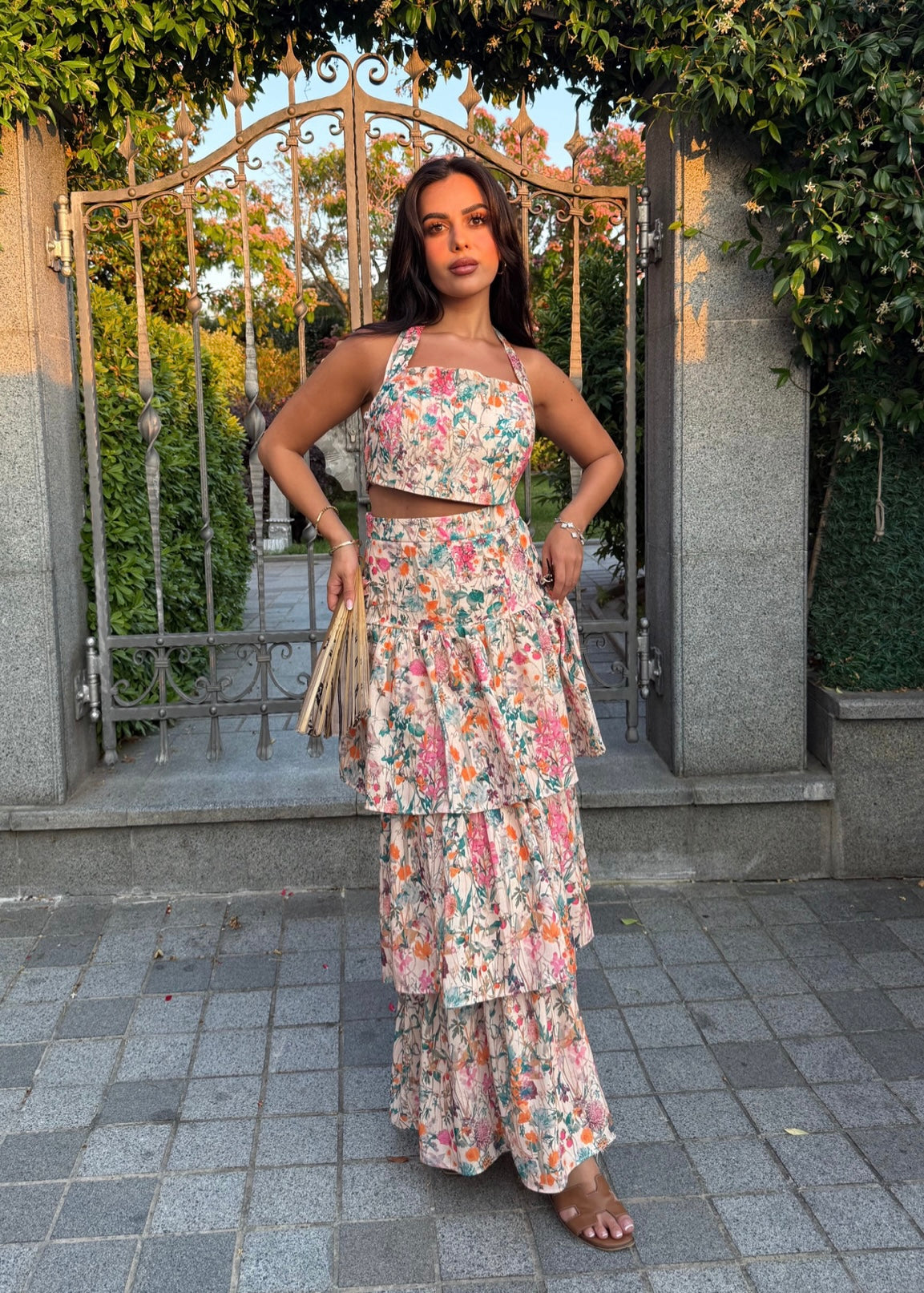Esmeralda Takımı Keten Etek ve Üst Takımı
