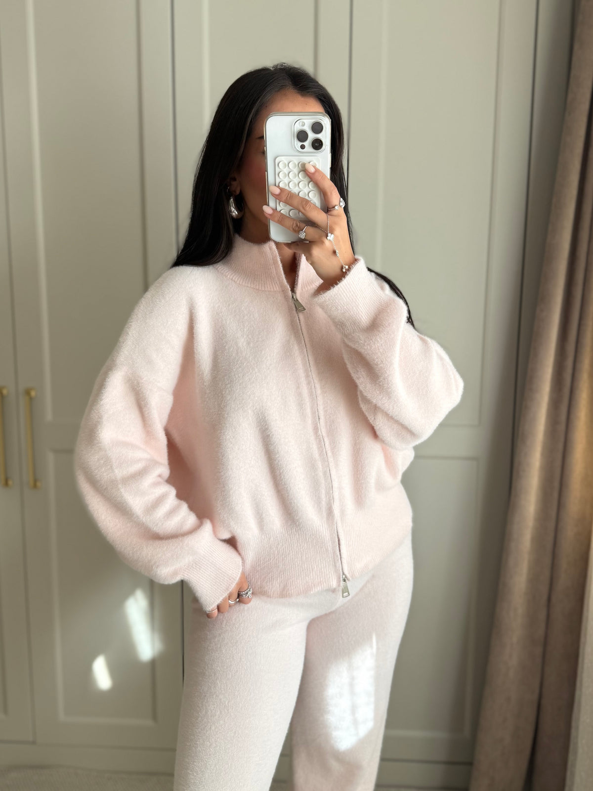 Anstasia Yumoş Çift Fermuarlı Takım-Pink
