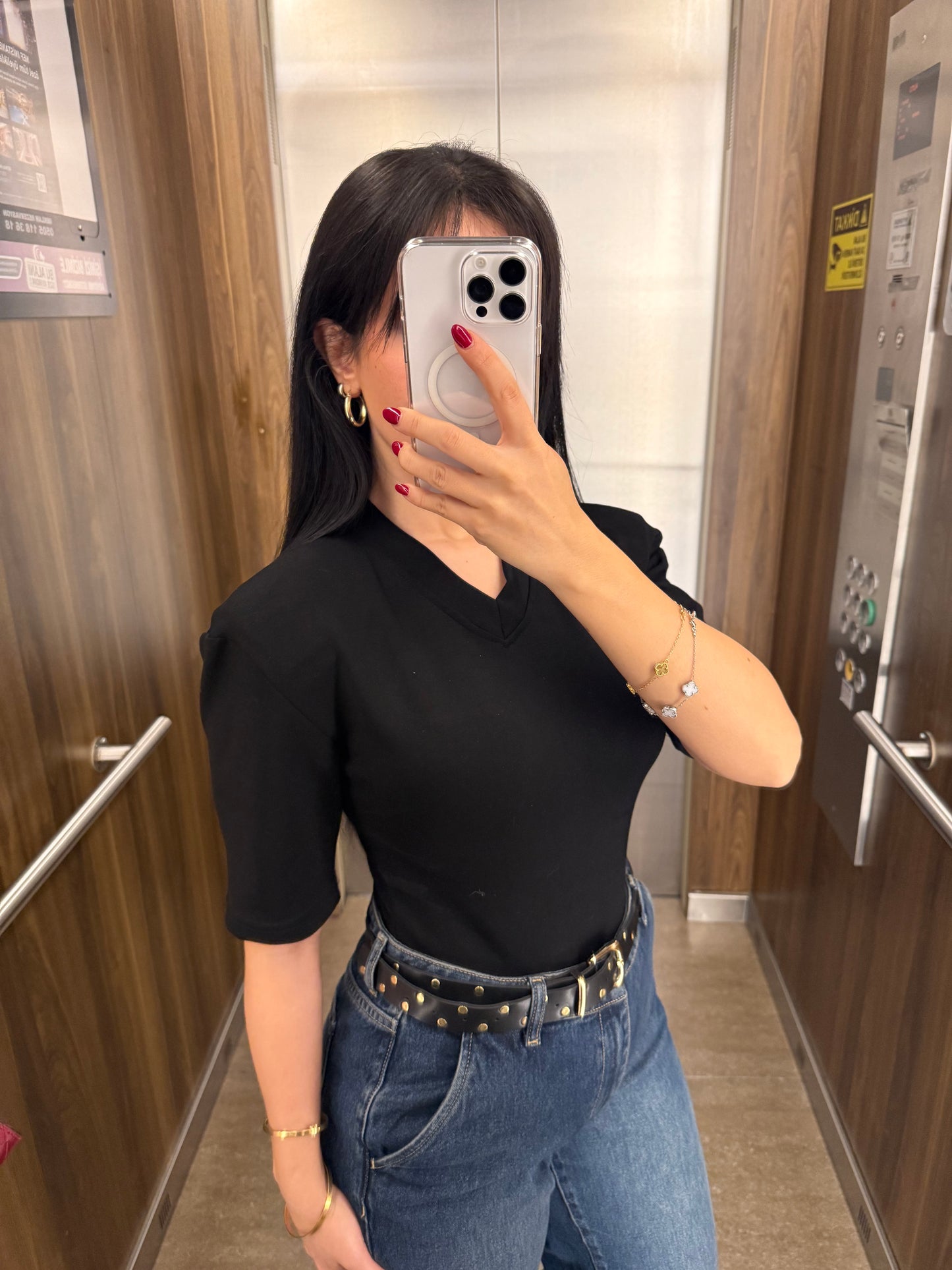Vatkalı Bodysuit-Siyah