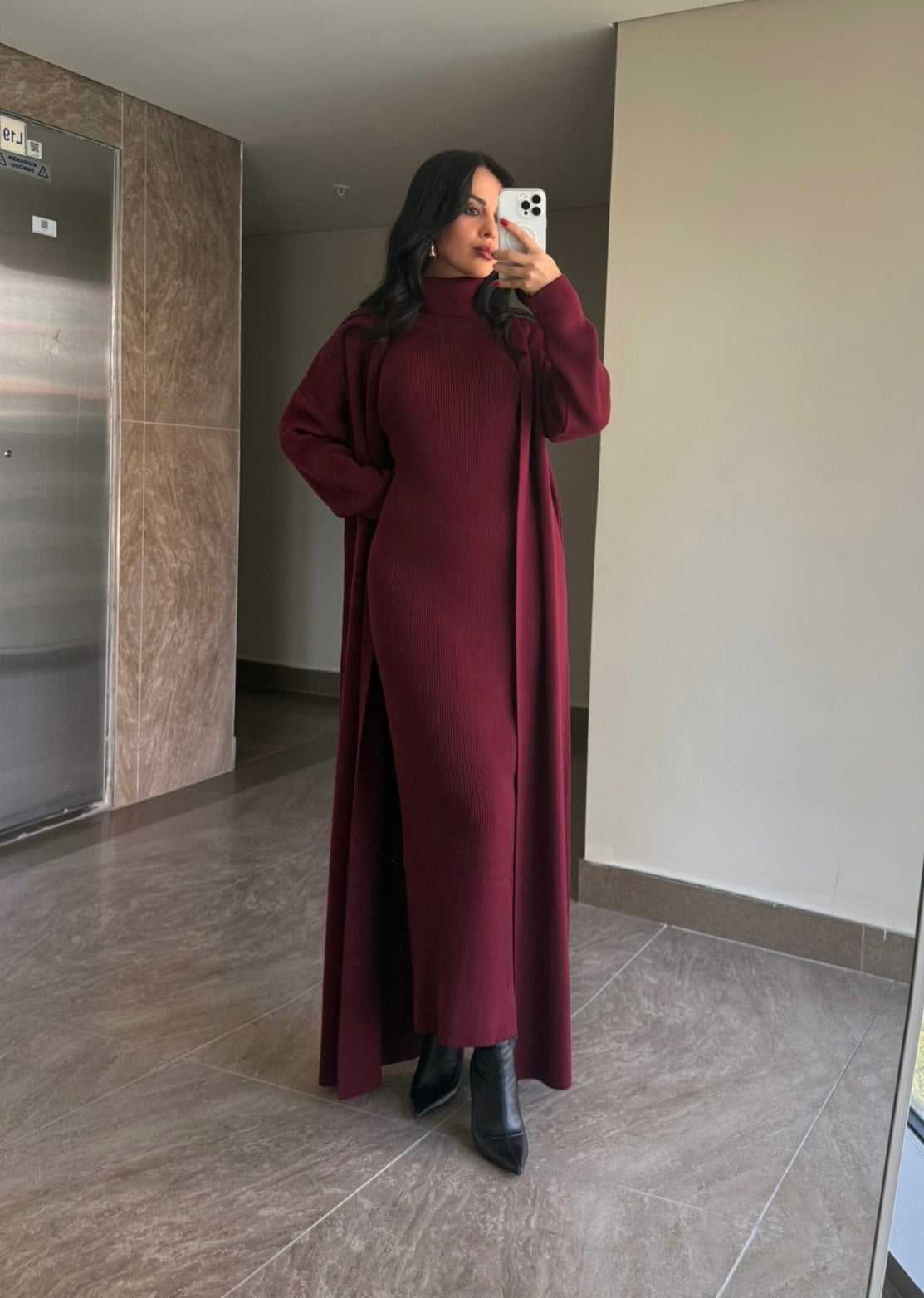 Suzanna Bordo elbise ve uzun kimono Takim