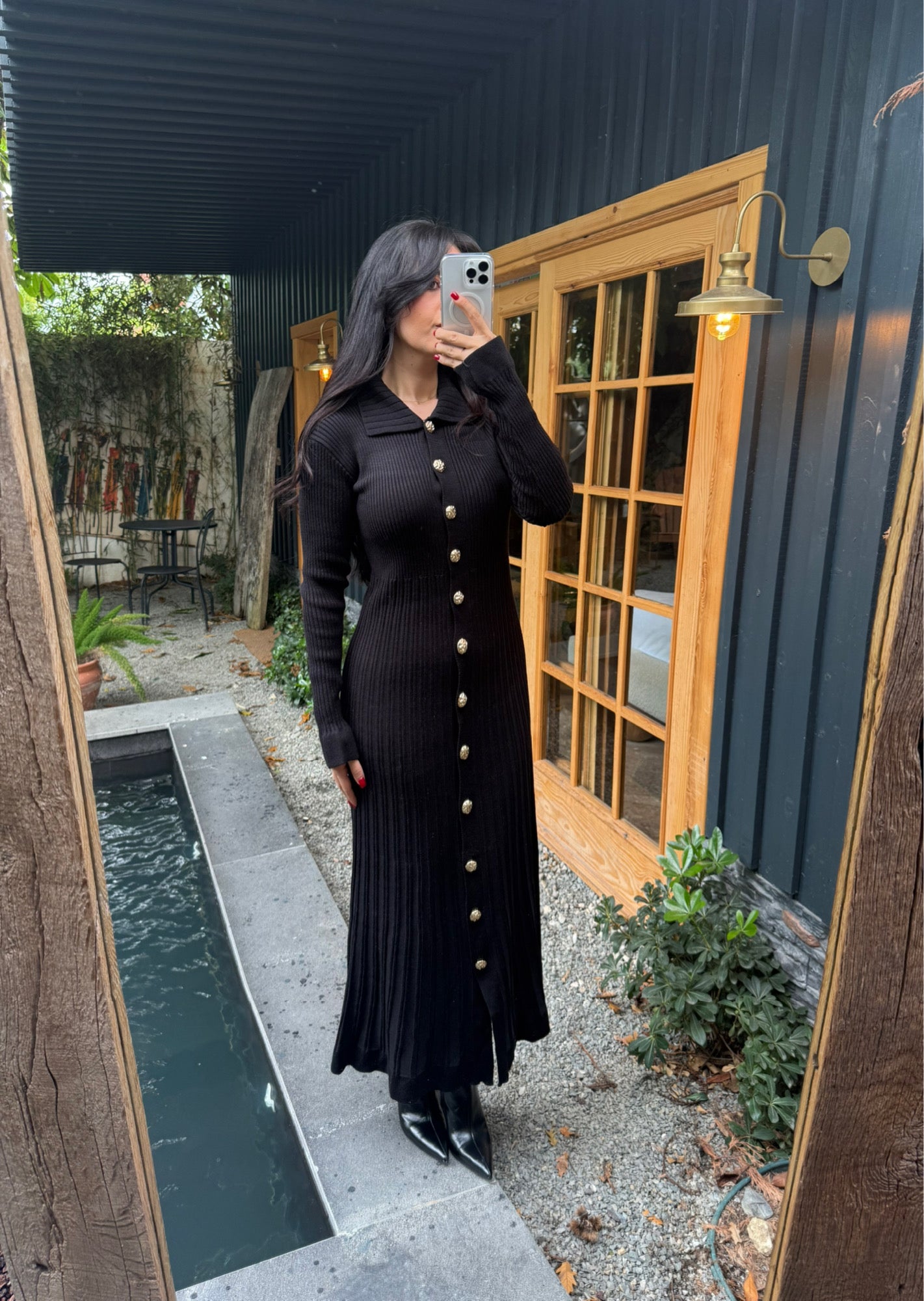 Diana Siyah Triko Elbise