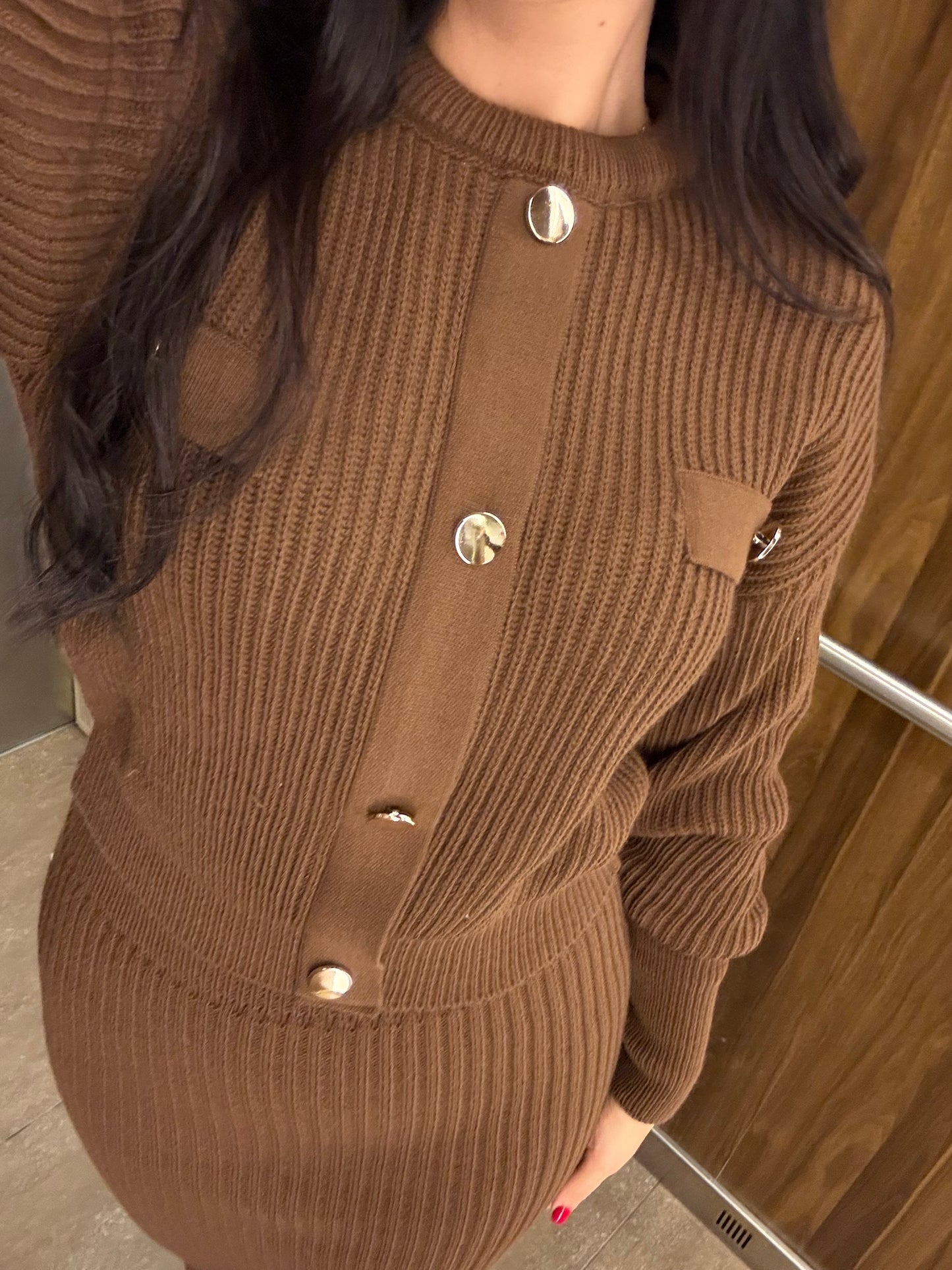 Berlin Kahverengi Triko Kazak Ve Etek Takım