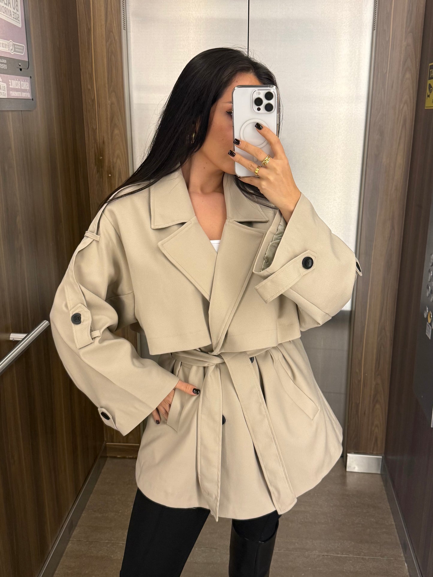Aslı Premium Trençkot –Ekru