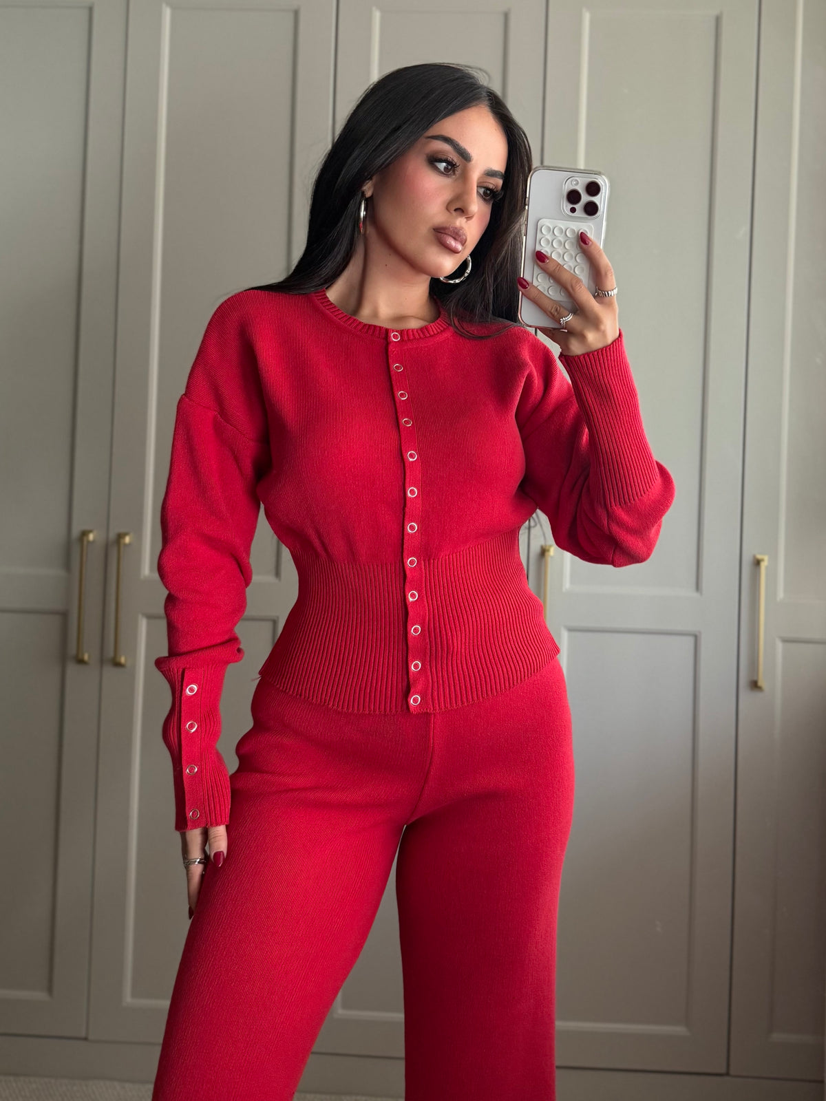 Eva Triko Takim-Kırmızı