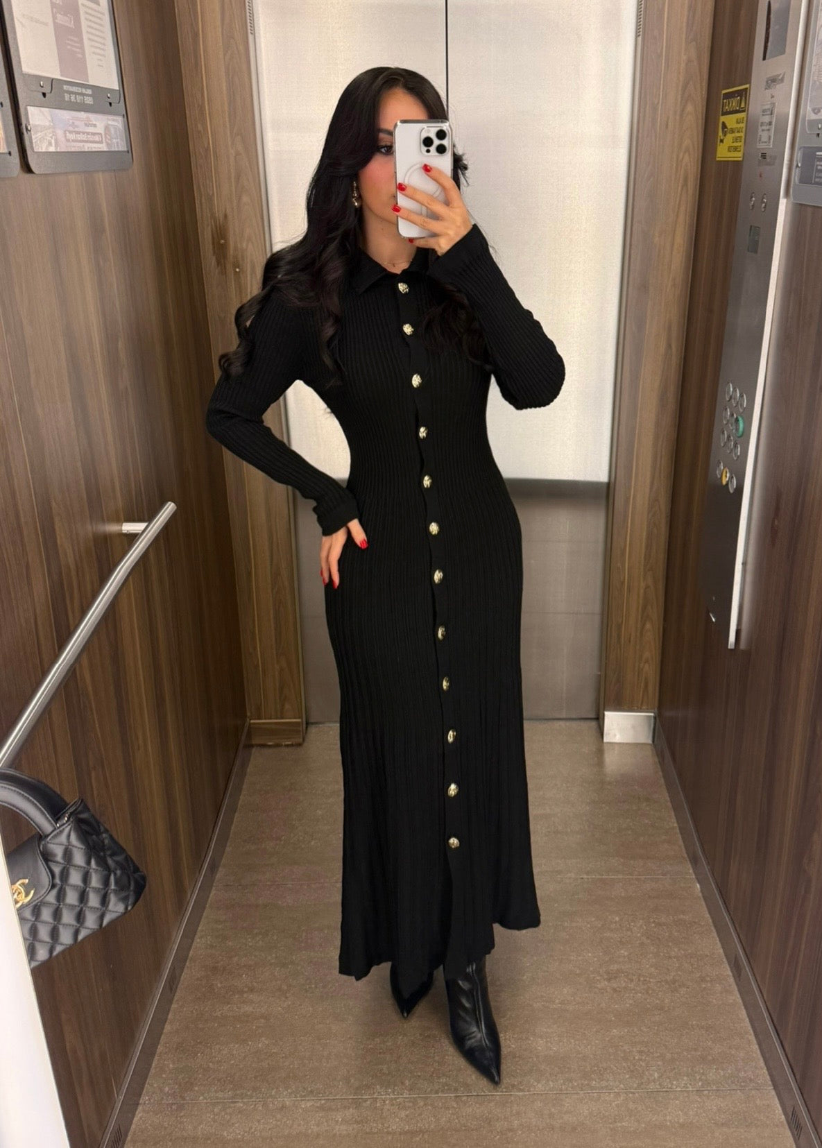 Bera Siyah Triko Elbise